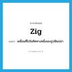 zig แปลว่า?, คำศัพท์ภาษาอังกฤษ zig แปลว่า เคลื่อนที่ไปในทิศทางหนึ่งของรูปฟันปลา ประเภท VI หมวด VI