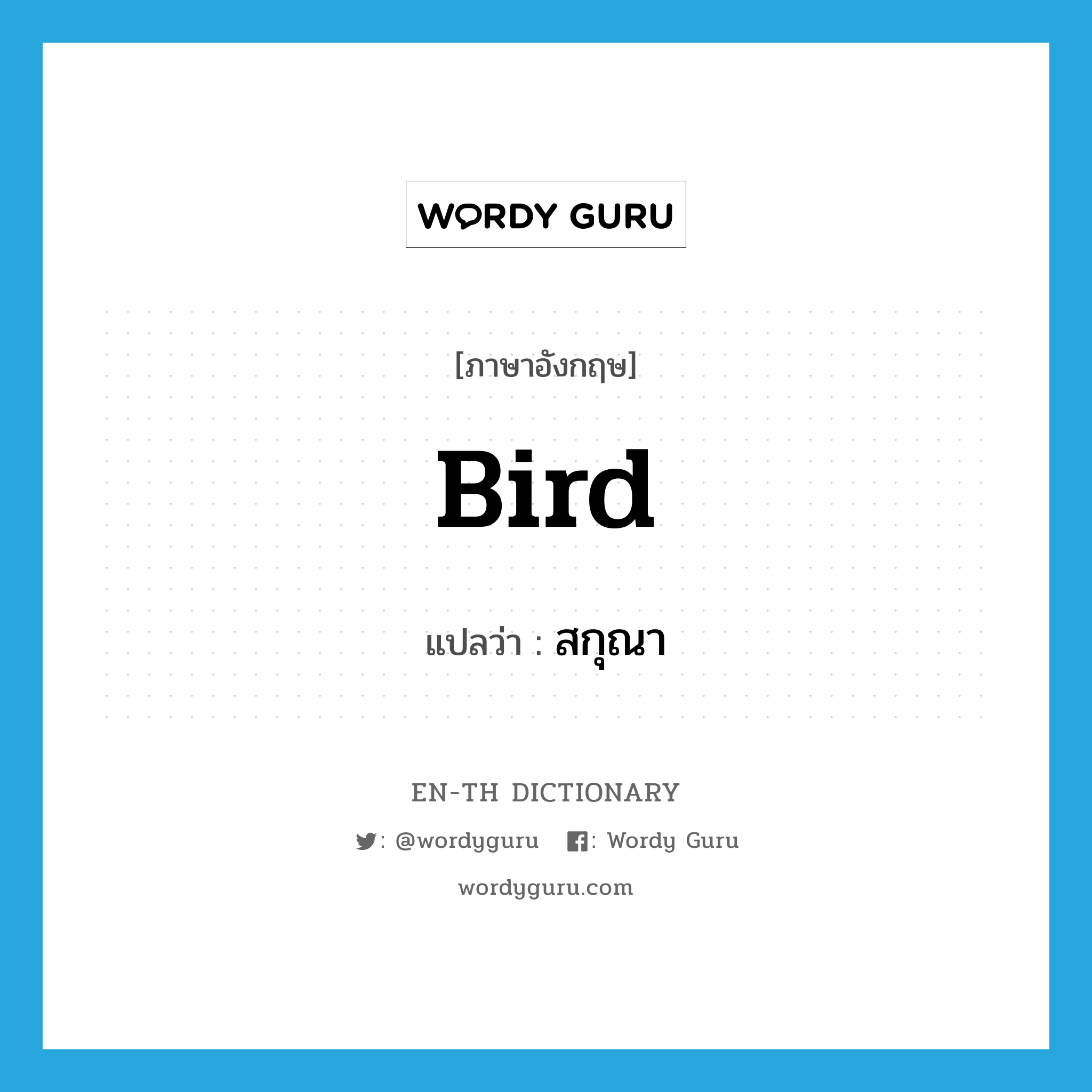 bird แปลว่า?, คำศัพท์ภาษาอังกฤษ bird แปลว่า สกุณา ประเภท N หมวด N