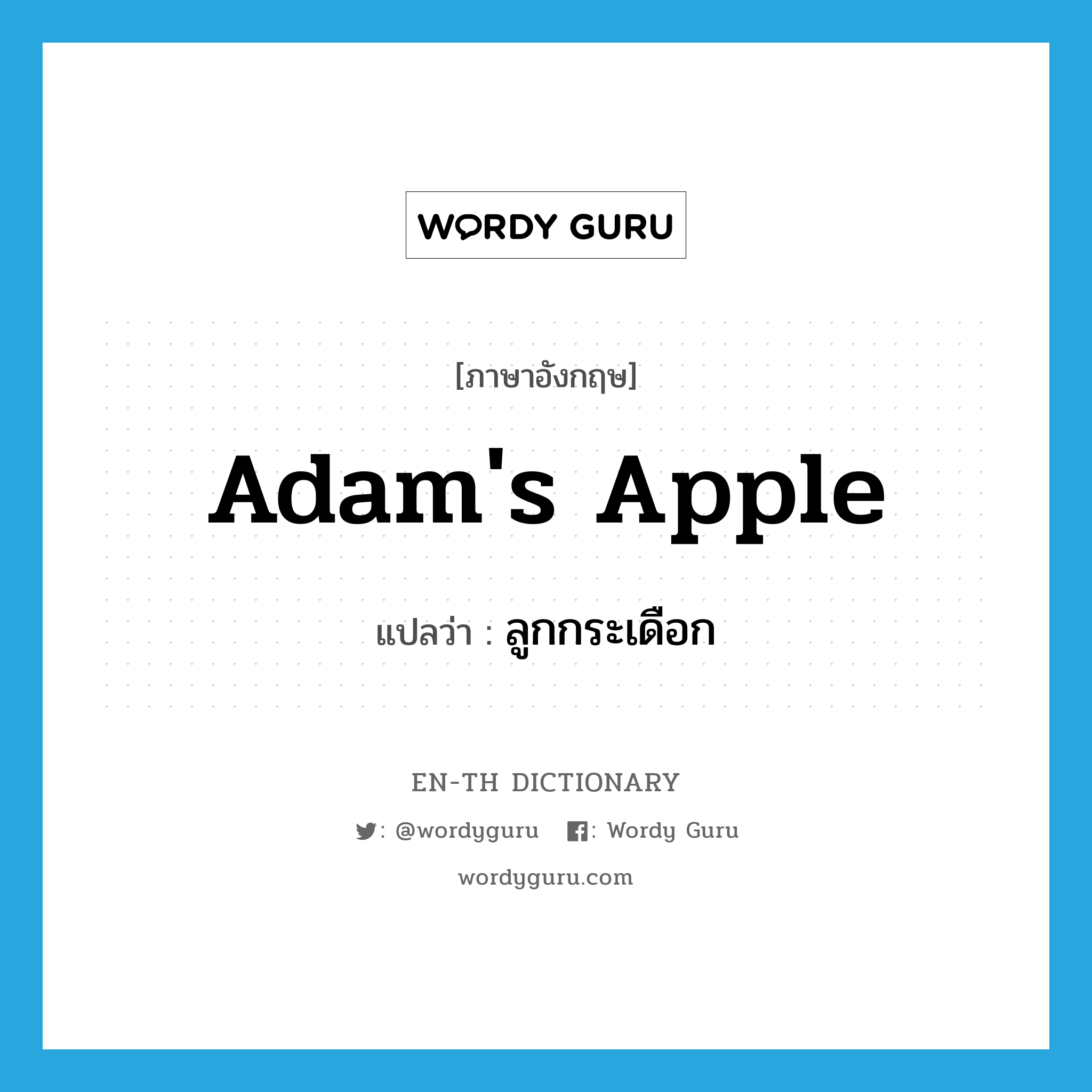 Adam&#39;s apple แปลว่า?, คำศัพท์ภาษาอังกฤษ Adam&#39;s apple แปลว่า ลูกกระเดือก ประเภท N หมวด N