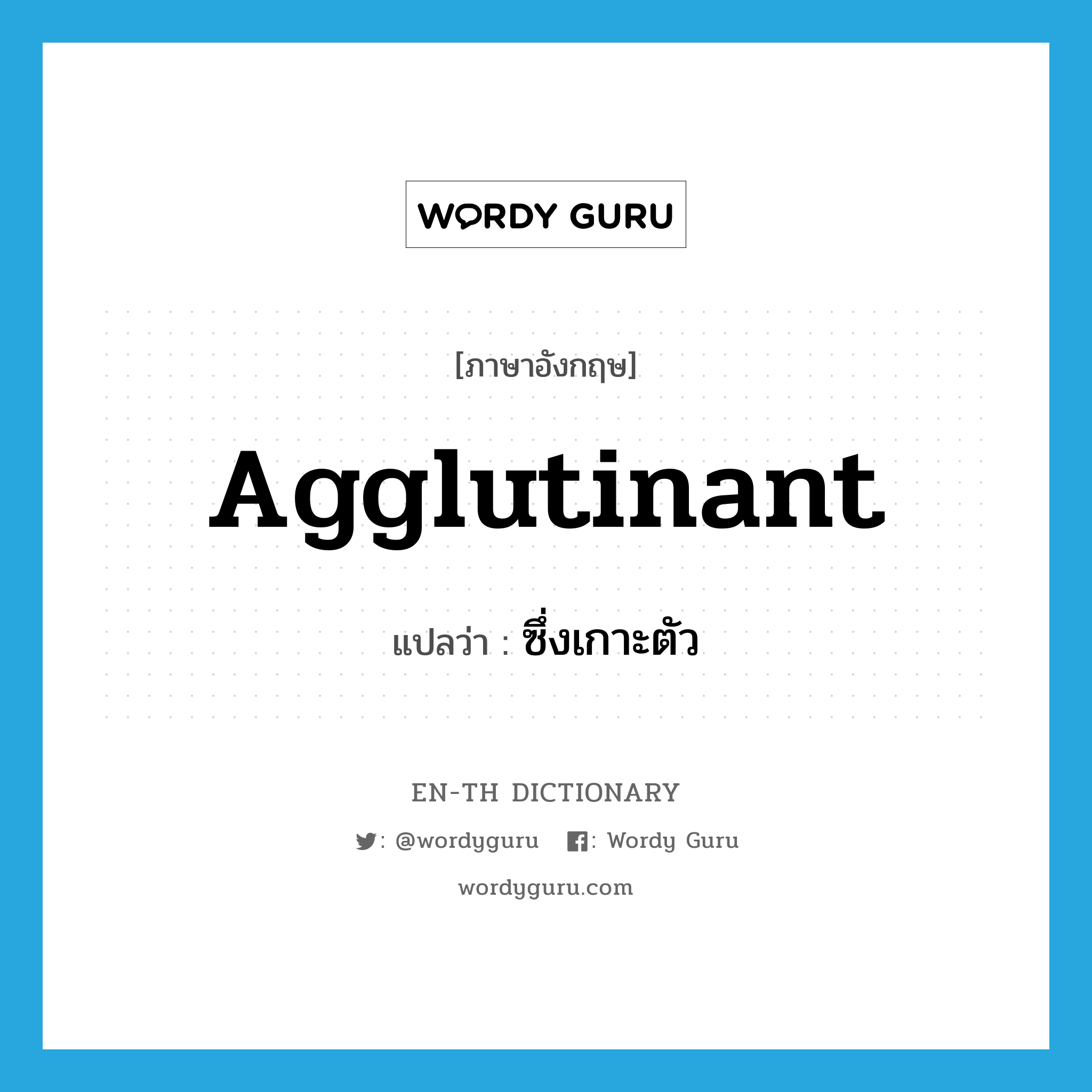 agglutinant แปลว่า?, คำศัพท์ภาษาอังกฤษ agglutinant แปลว่า ซึ่งเกาะตัว ประเภท ADJ หมวด ADJ