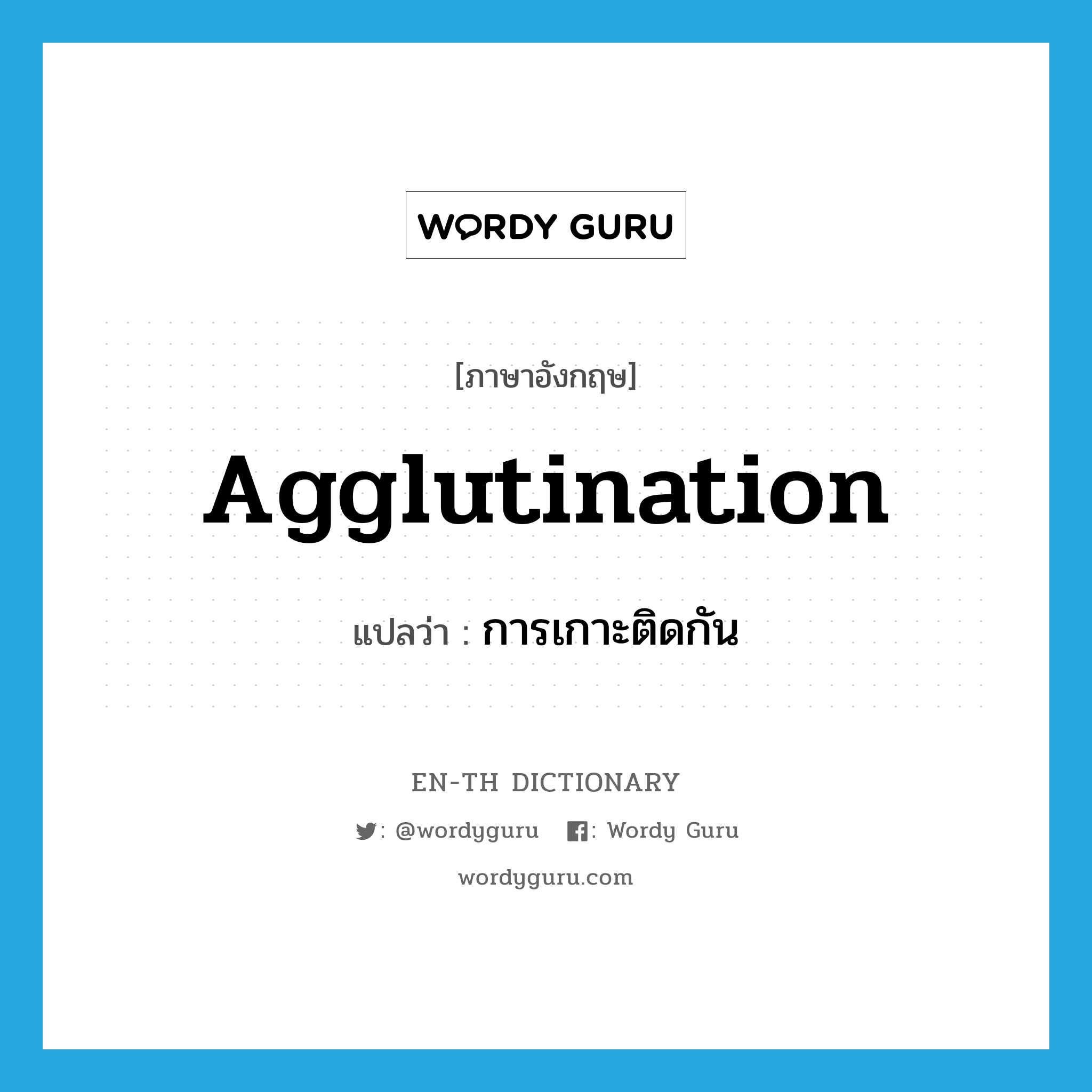 agglutination แปลว่า?, คำศัพท์ภาษาอังกฤษ agglutination แปลว่า การเกาะติดกัน ประเภท N หมวด N