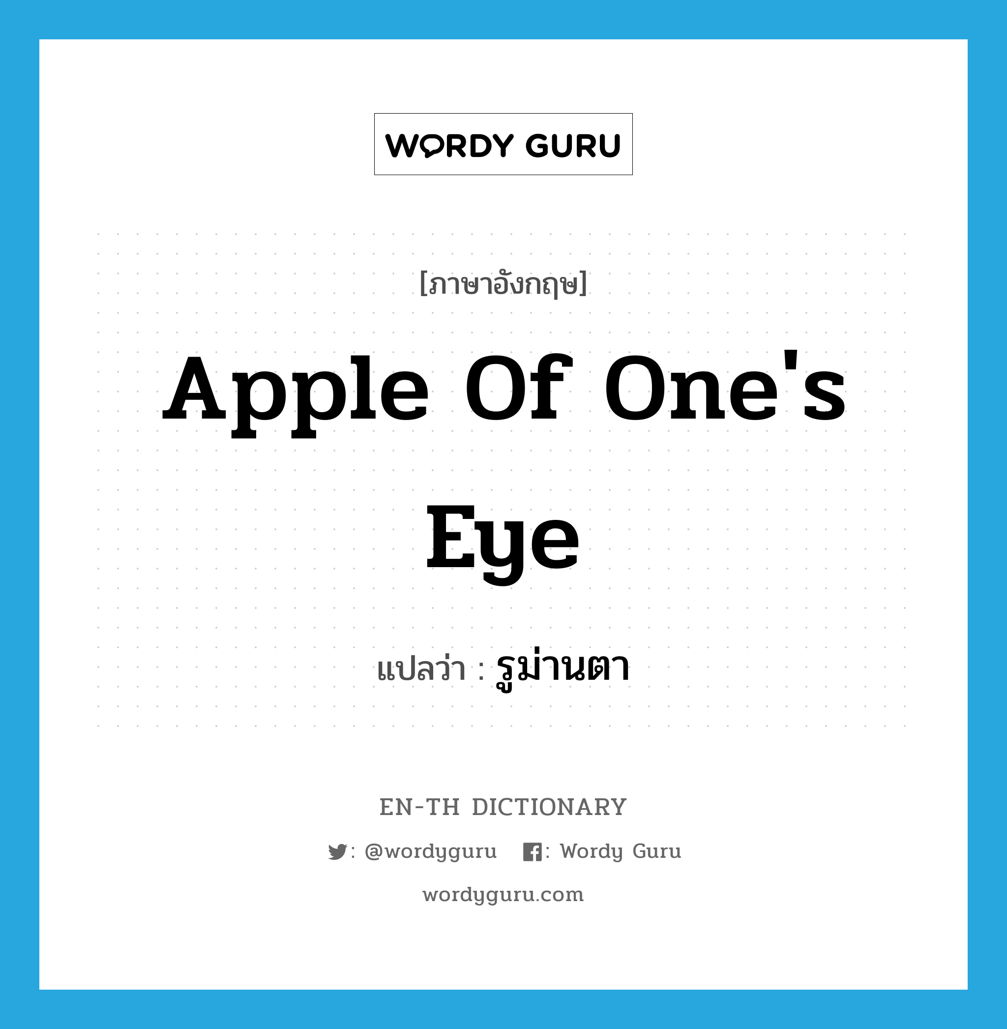 apple of one&#39;s eye แปลว่า?, คำศัพท์ภาษาอังกฤษ apple of one&#39;s eye แปลว่า รูม่านตา ประเภท N หมวด N