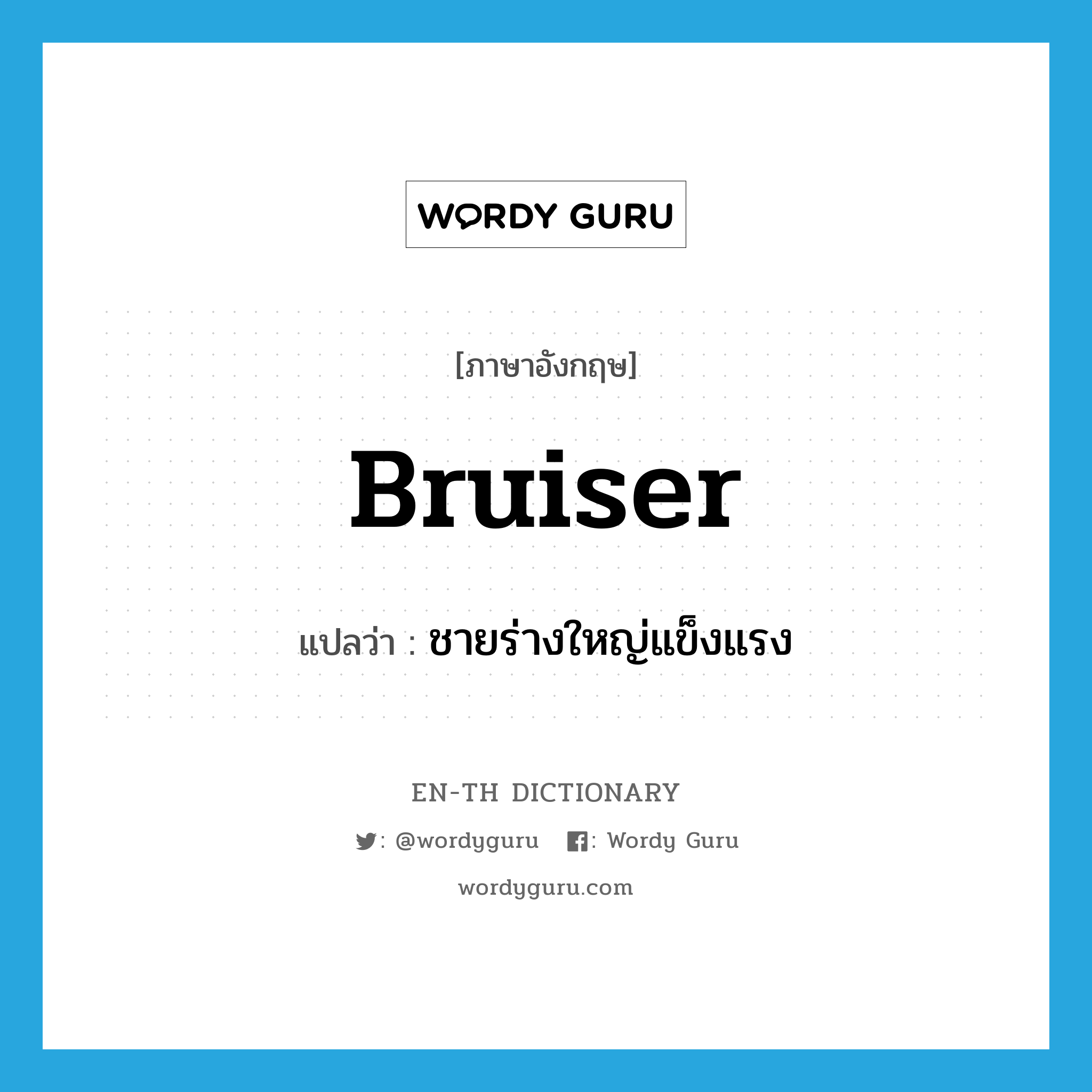 bruiser แปลว่า?, คำศัพท์ภาษาอังกฤษ bruiser แปลว่า ชายร่างใหญ่แข็งแรง ประเภท N หมวด N