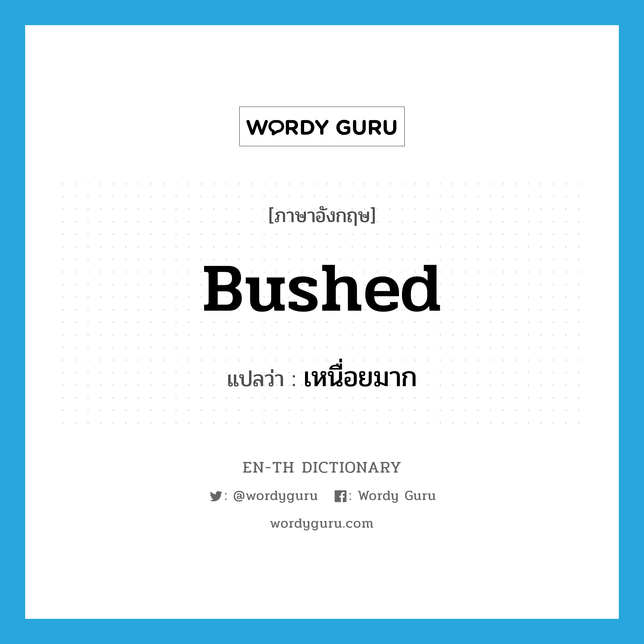 bushed แปลว่า?, คำศัพท์ภาษาอังกฤษ bushed แปลว่า เหนื่อยมาก ประเภท ADJ หมวด ADJ