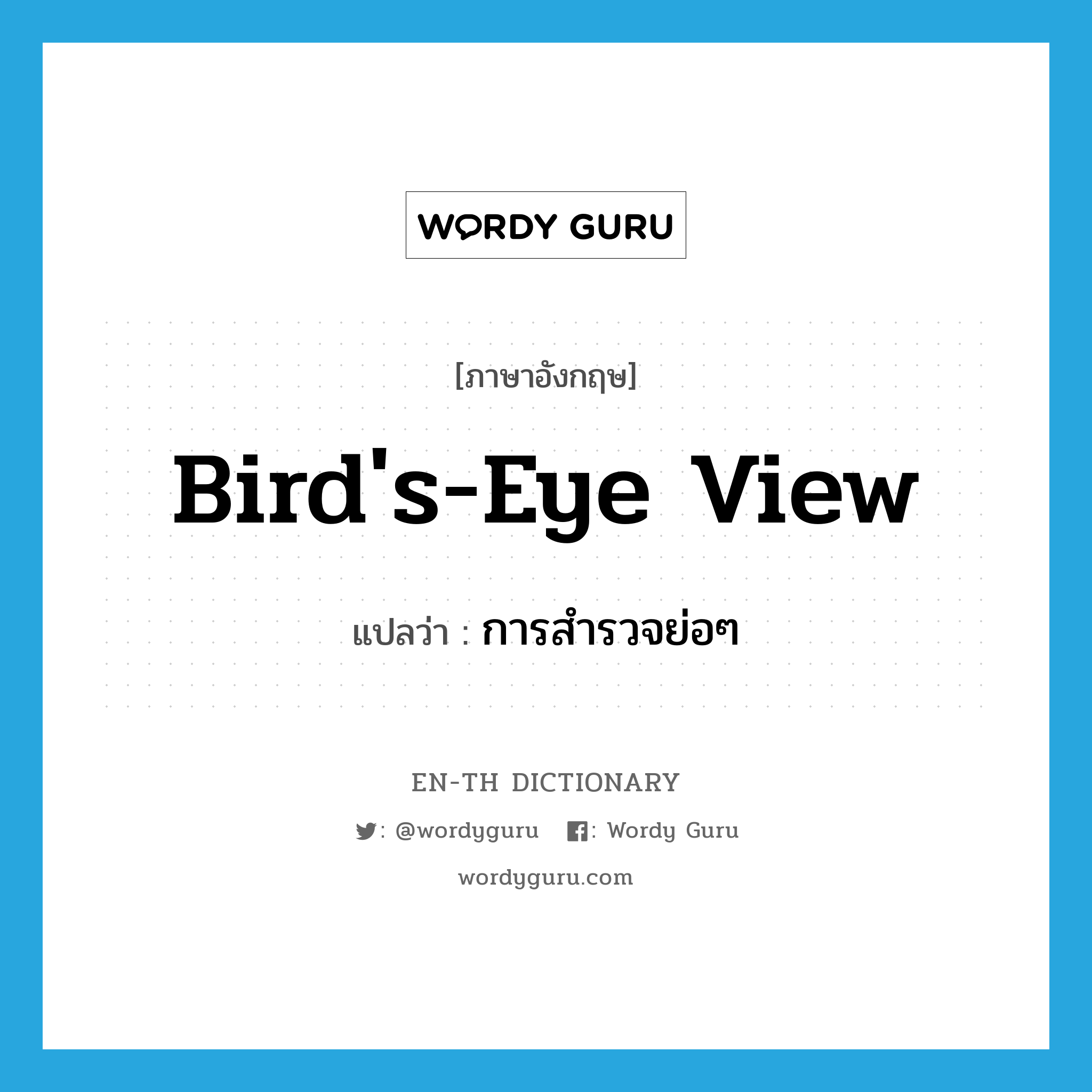 bird&#39;s-eye view แปลว่า?, คำศัพท์ภาษาอังกฤษ bird&#39;s-eye view แปลว่า การสำรวจย่อๆ ประเภท IDM หมวด IDM