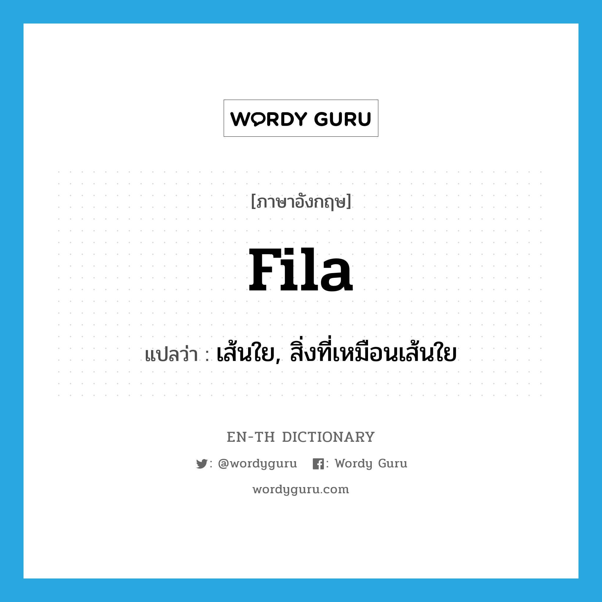 fila แปลว่า?, คำศัพท์ภาษาอังกฤษ fila แปลว่า เส้นใย, สิ่งที่เหมือนเส้นใย ประเภท N หมวด N