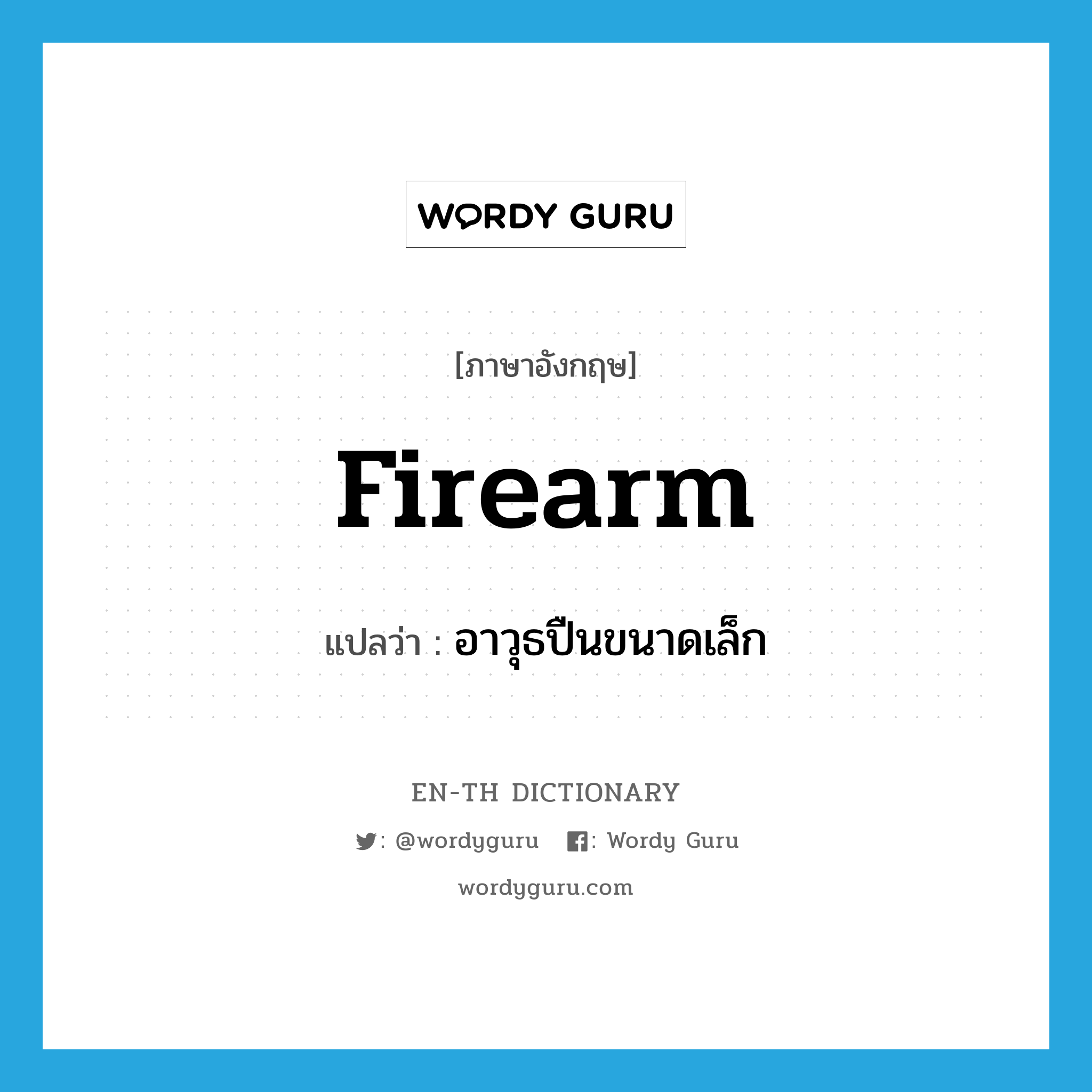 firearm แปลว่า?, คำศัพท์ภาษาอังกฤษ firearm แปลว่า อาวุธปืนขนาดเล็ก ประเภท N หมวด N