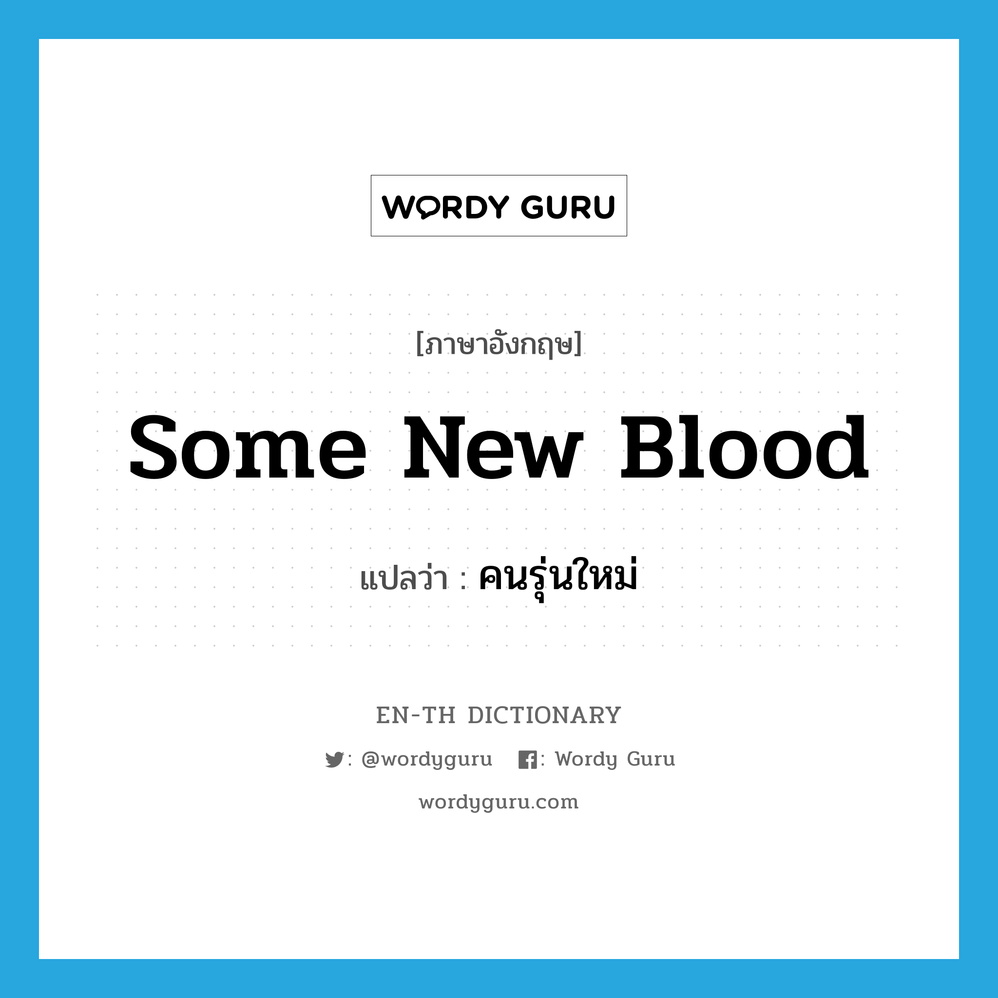 some new blood แปลว่า?, คำศัพท์ภาษาอังกฤษ some new blood แปลว่า คนรุ่นใหม่ ประเภท IDM หมวด IDM