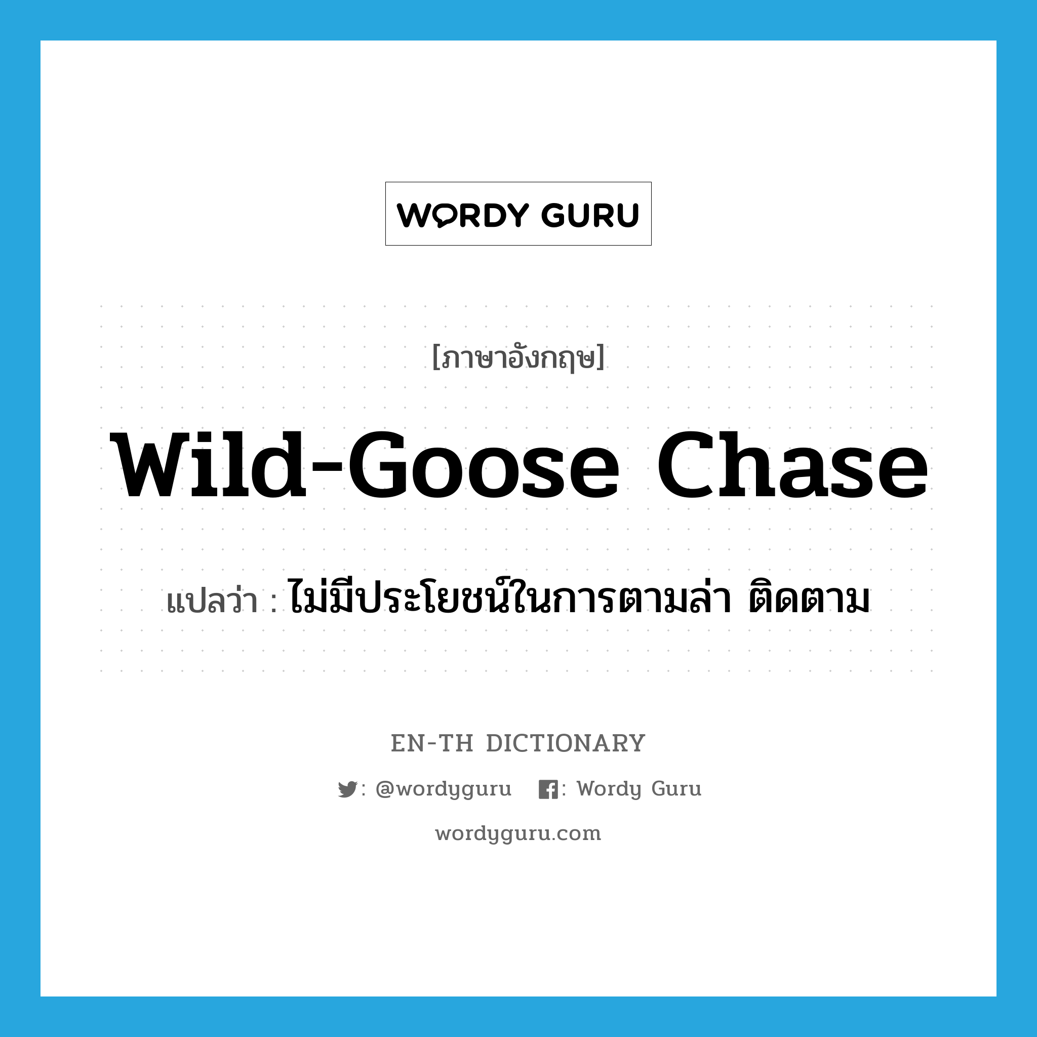 wild-goose chase แปลว่า?, คำศัพท์ภาษาอังกฤษ wild-goose chase แปลว่า ไม่มีประโยชน์ในการตามล่า ติดตาม ประเภท IDM หมวด IDM