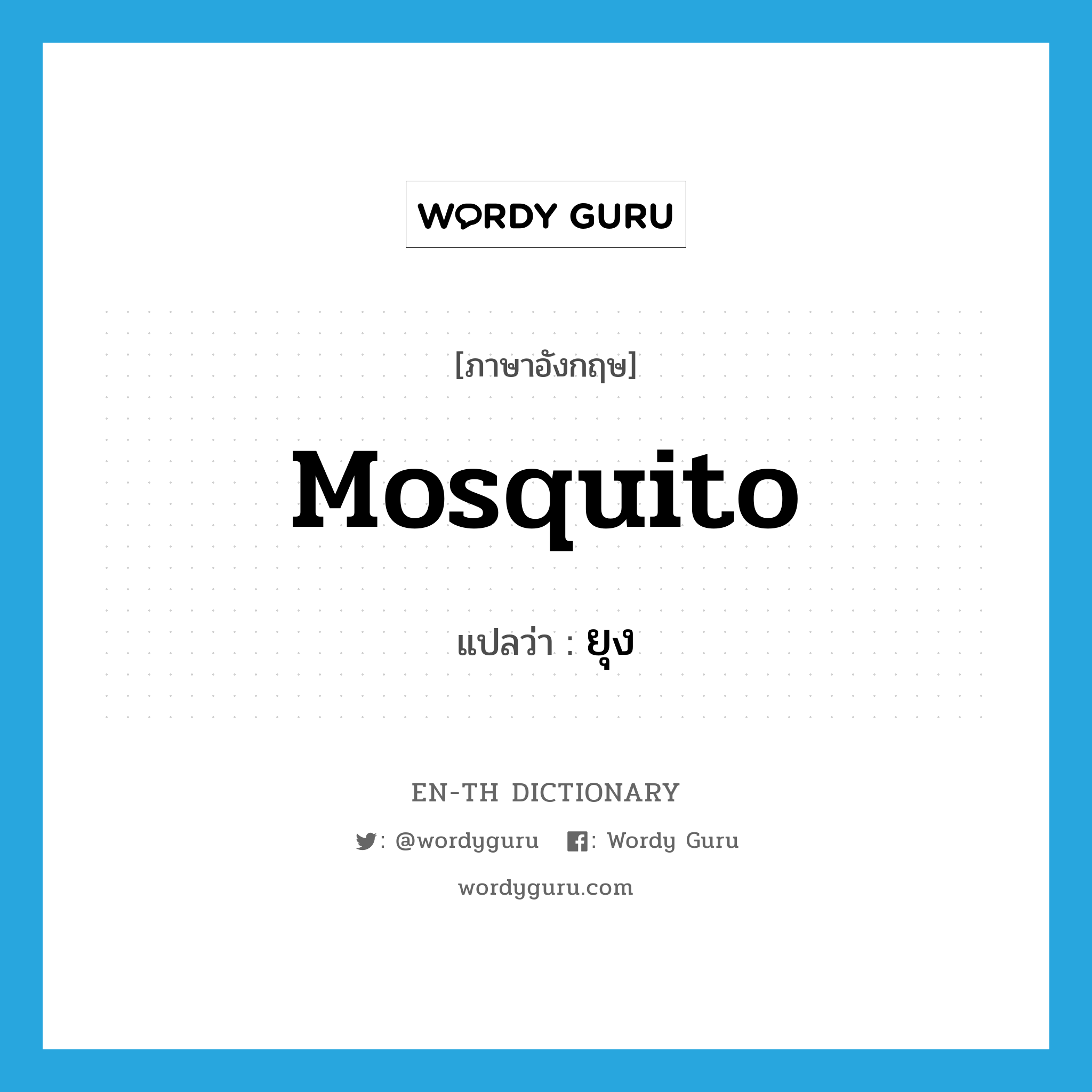 mosquito แปลว่า?, คำศัพท์ภาษาอังกฤษ mosquito แปลว่า ยุง ประเภท N หมวด N