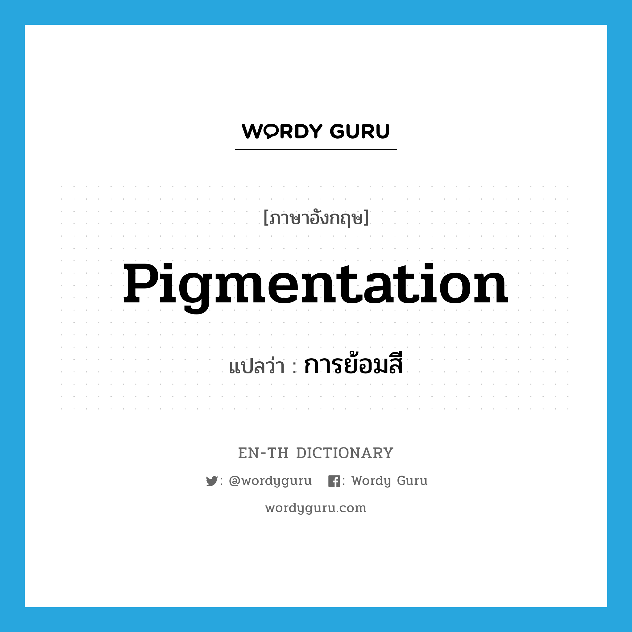 pigmentation แปลว่า?, คำศัพท์ภาษาอังกฤษ pigmentation แปลว่า การย้อมสี ประเภท N หมวด N