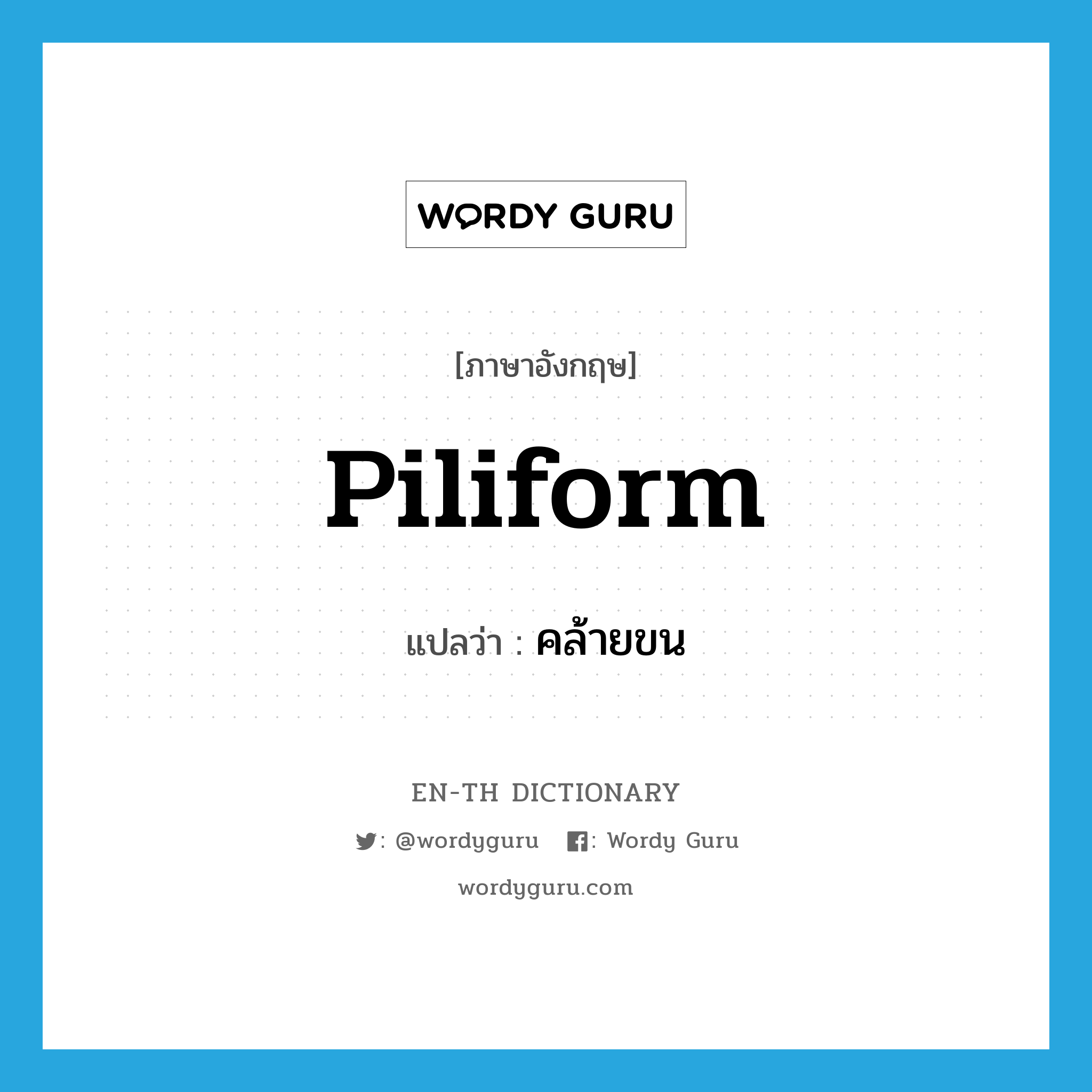 piliform แปลว่า?, คำศัพท์ภาษาอังกฤษ piliform แปลว่า คล้ายขน ประเภท ADJ หมวด ADJ