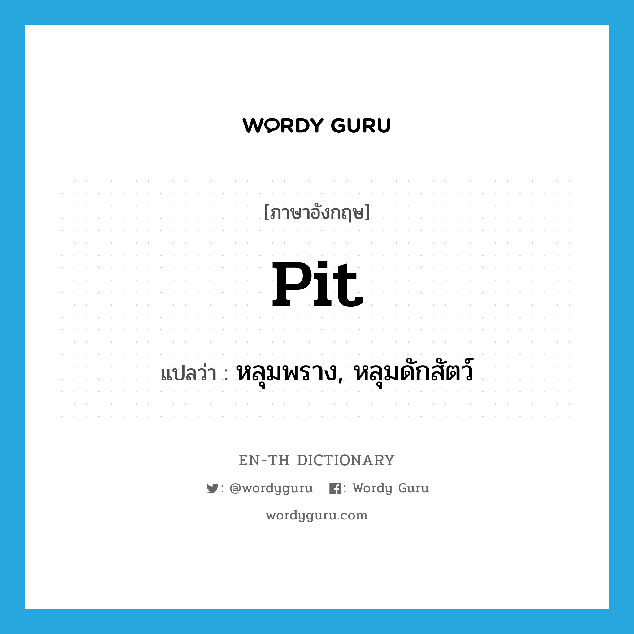 pit แปลว่า?, คำศัพท์ภาษาอังกฤษ pit แปลว่า หลุมพราง, หลุมดักสัตว์ ประเภท N หมวด N