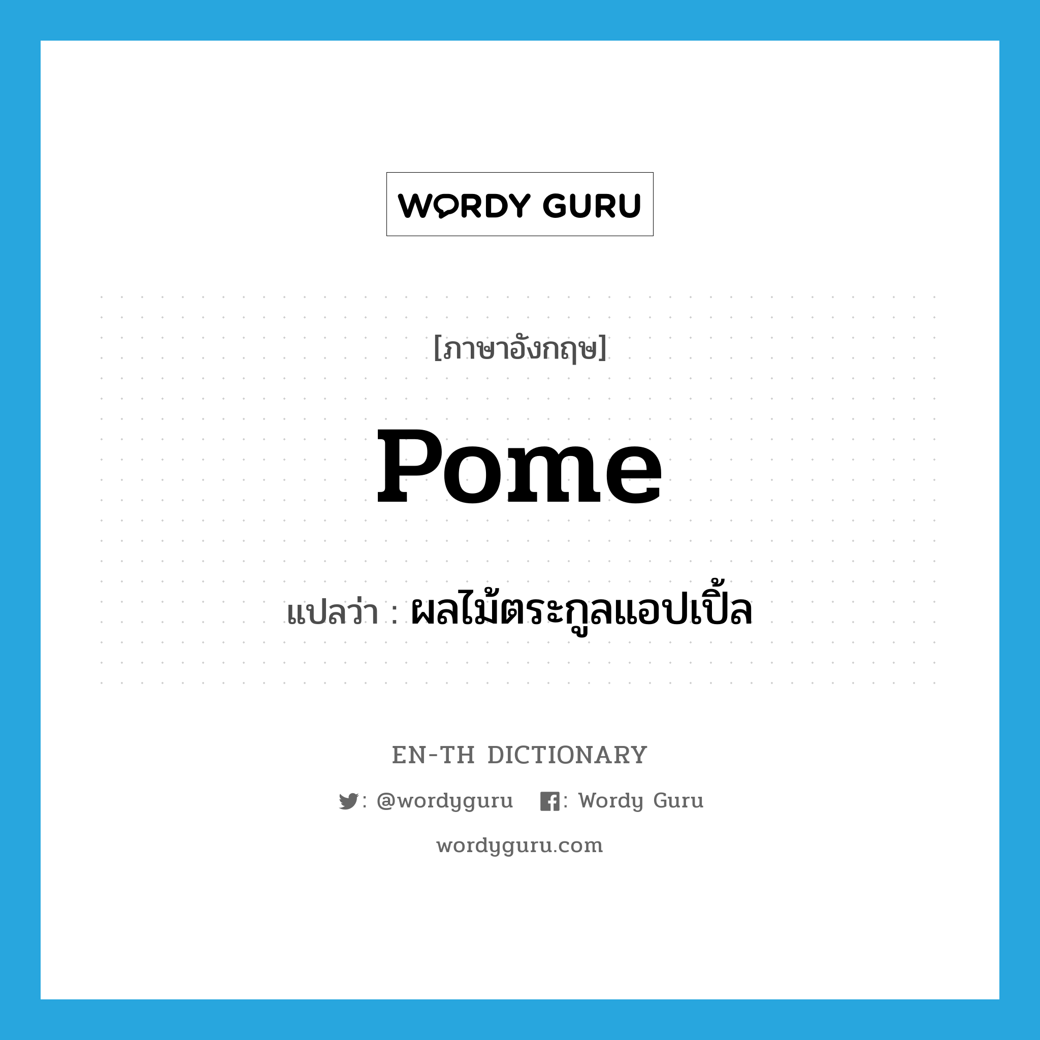 pome แปลว่า?, คำศัพท์ภาษาอังกฤษ pome แปลว่า ผลไม้ตระกูลแอปเปิ้ล ประเภท N หมวด N