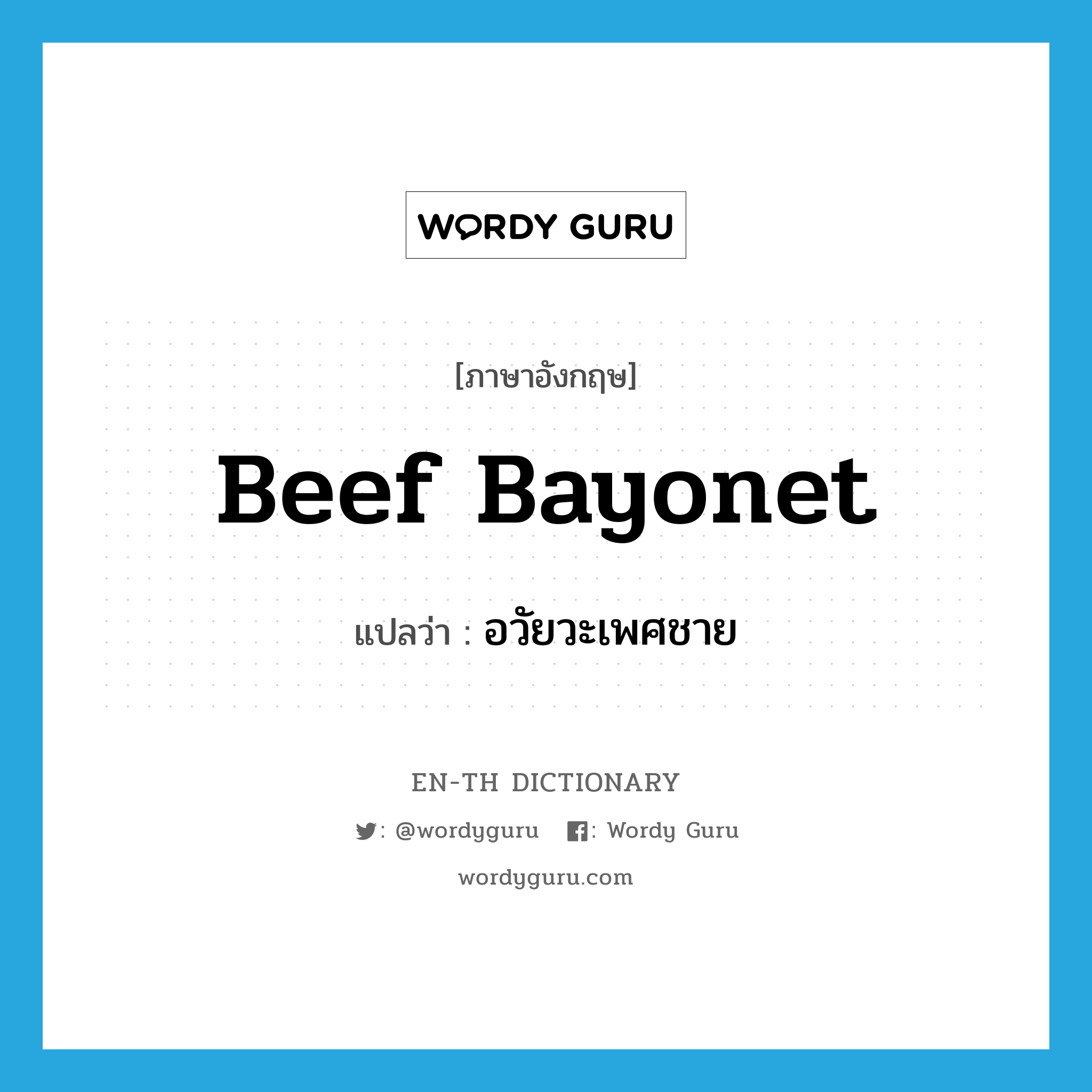 beef bayonet แปลว่า?, คำศัพท์ภาษาอังกฤษ beef bayonet แปลว่า อวัยวะเพศชาย ประเภท SL หมวด SL