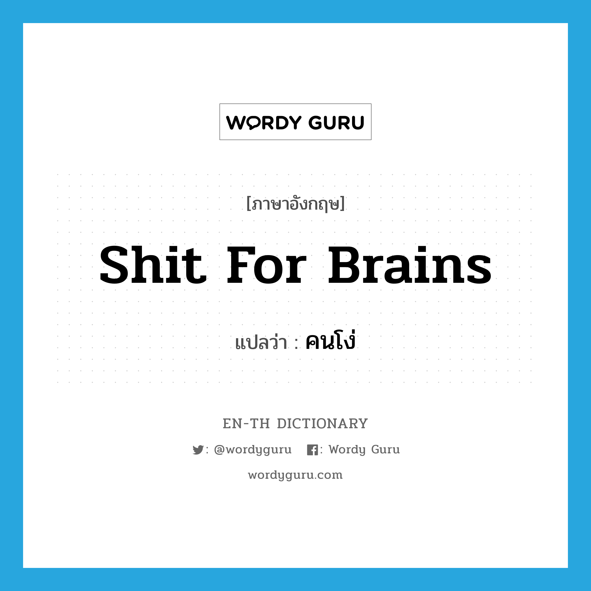 shit for brains แปลว่า?, คำศัพท์ภาษาอังกฤษ shit for brains แปลว่า คนโง่ ประเภท SL หมวด SL