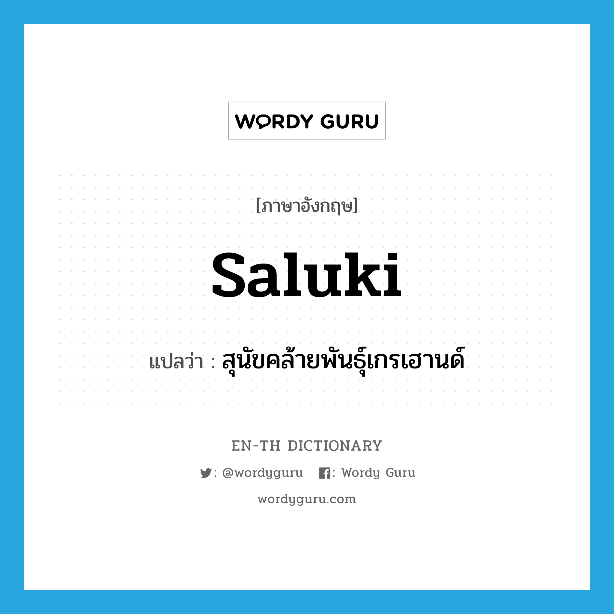 saluki แปลว่า?, คำศัพท์ภาษาอังกฤษ saluki แปลว่า สุนัขคล้ายพันธุ์เกรเฮานด์ ประเภท N หมวด N