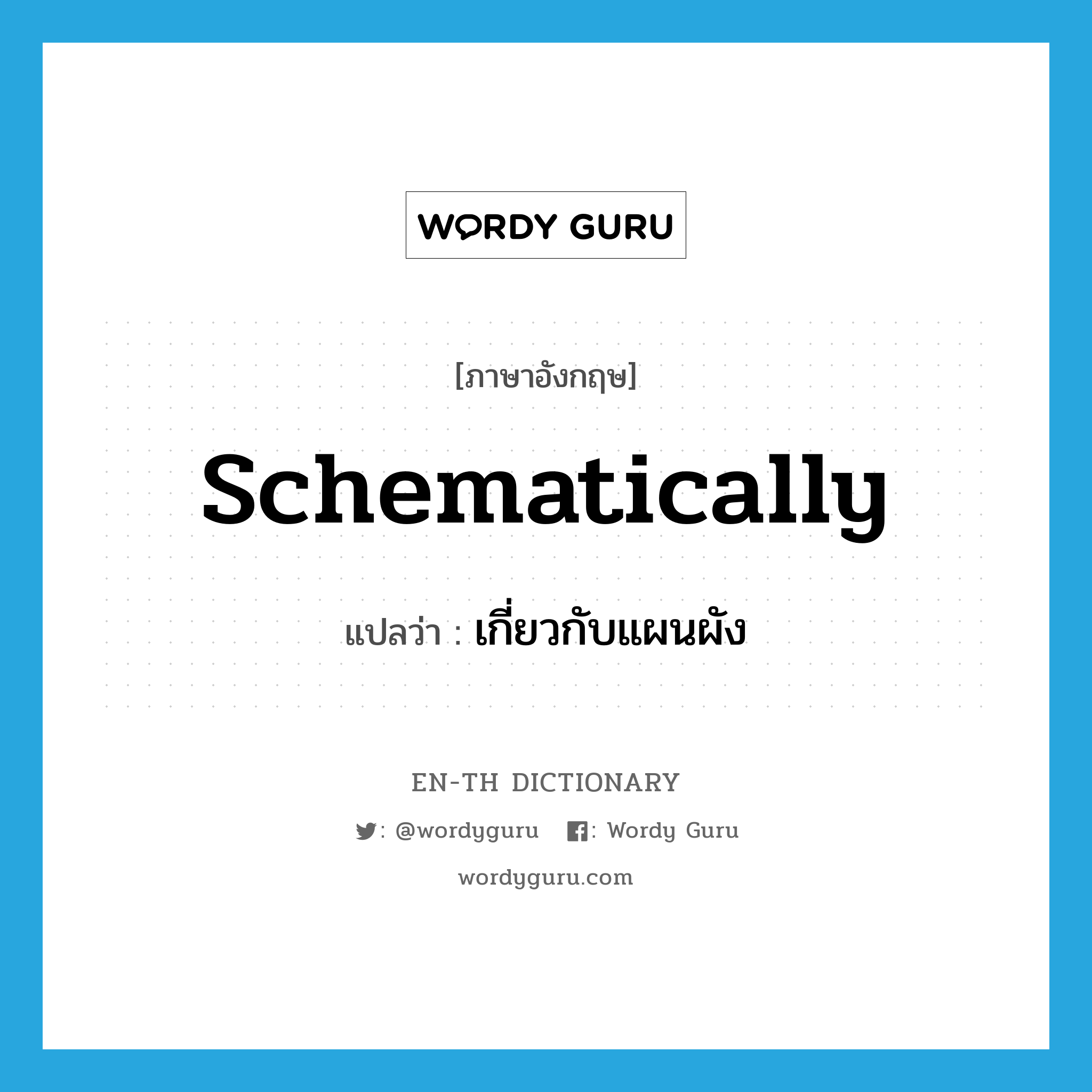 schematically แปลว่า?, คำศัพท์ภาษาอังกฤษ schematically แปลว่า เกี่ยวกับแผนผัง ประเภท ADV หมวด ADV