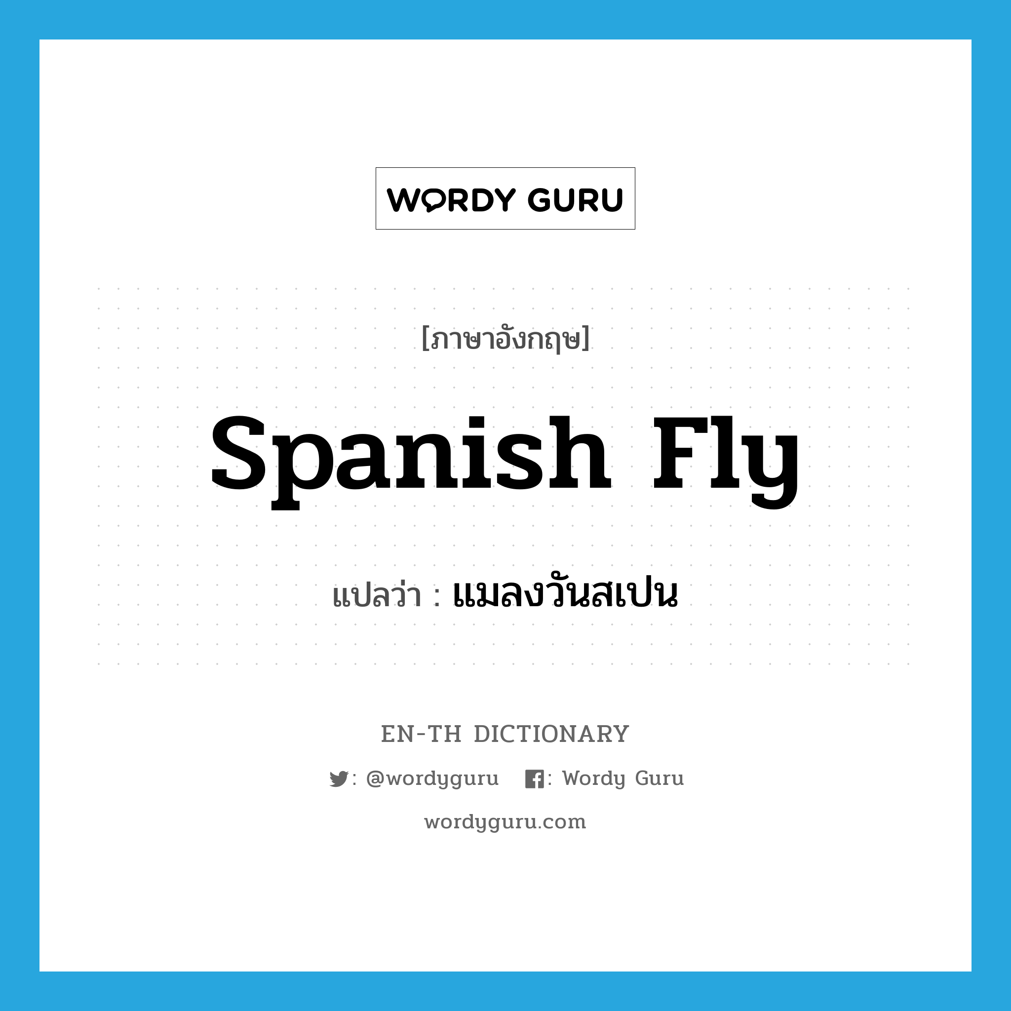 Spanish fly แปลว่า?, คำศัพท์ภาษาอังกฤษ Spanish fly แปลว่า แมลงวันสเปน ประเภท N หมวด N