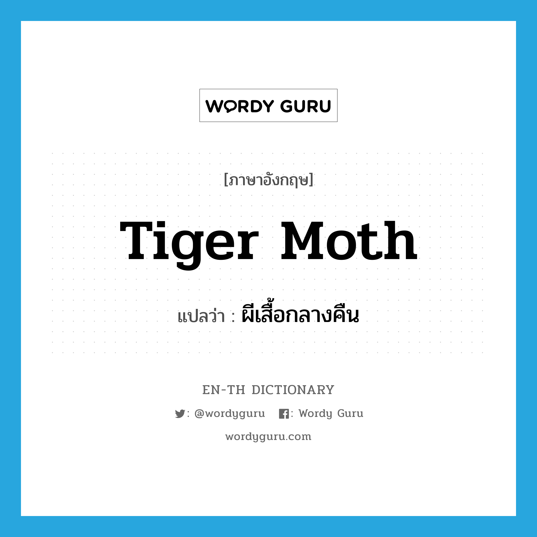 tiger moth แปลว่า?, คำศัพท์ภาษาอังกฤษ tiger moth แปลว่า ผีเสื้อกลางคืน ประเภท N หมวด N