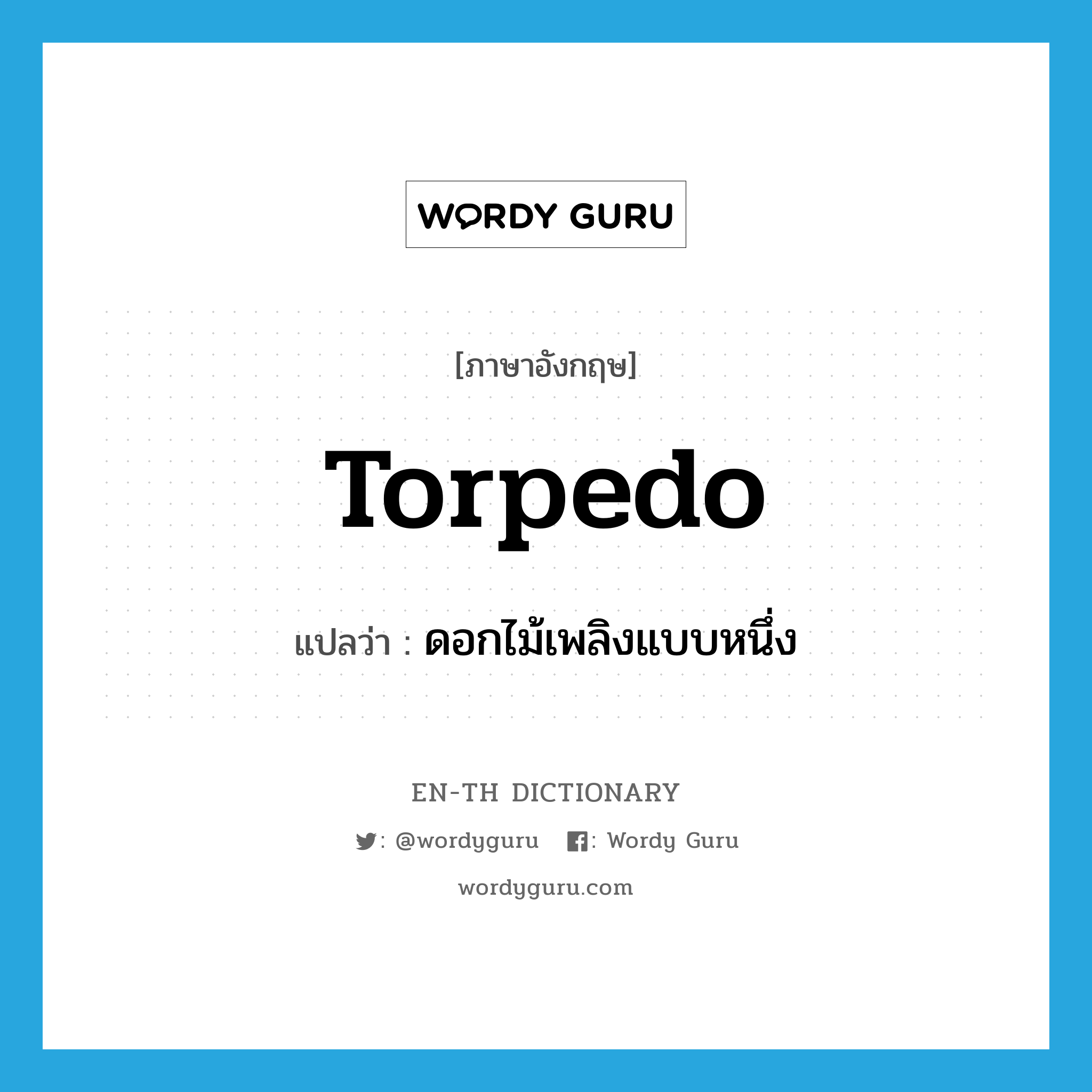 torpedo แปลว่า?, คำศัพท์ภาษาอังกฤษ torpedo แปลว่า ดอกไม้เพลิงแบบหนึ่ง ประเภท N หมวด N