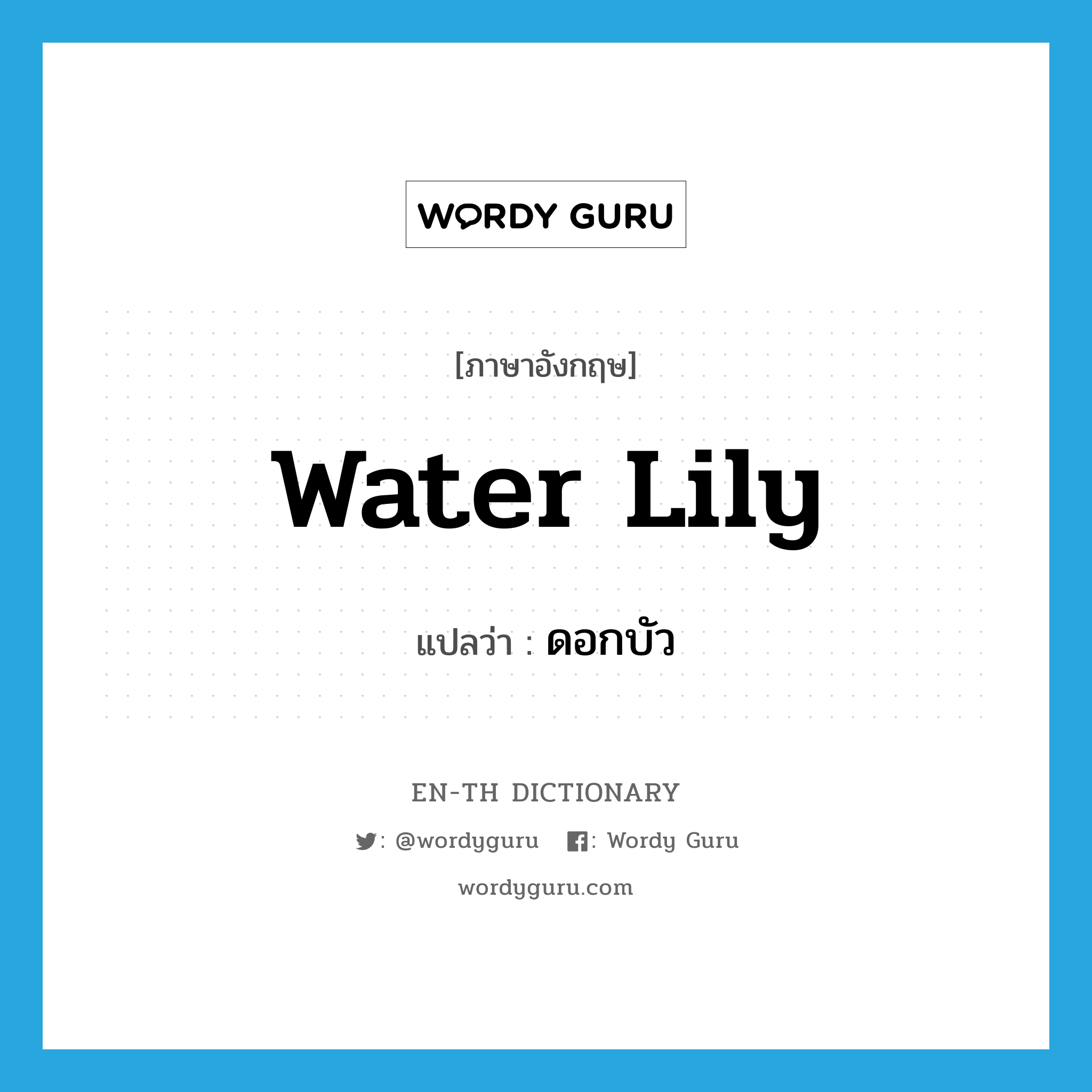 water lily แปลว่า?, คำศัพท์ภาษาอังกฤษ water lily แปลว่า ดอกบัว ประเภท N หมวด N