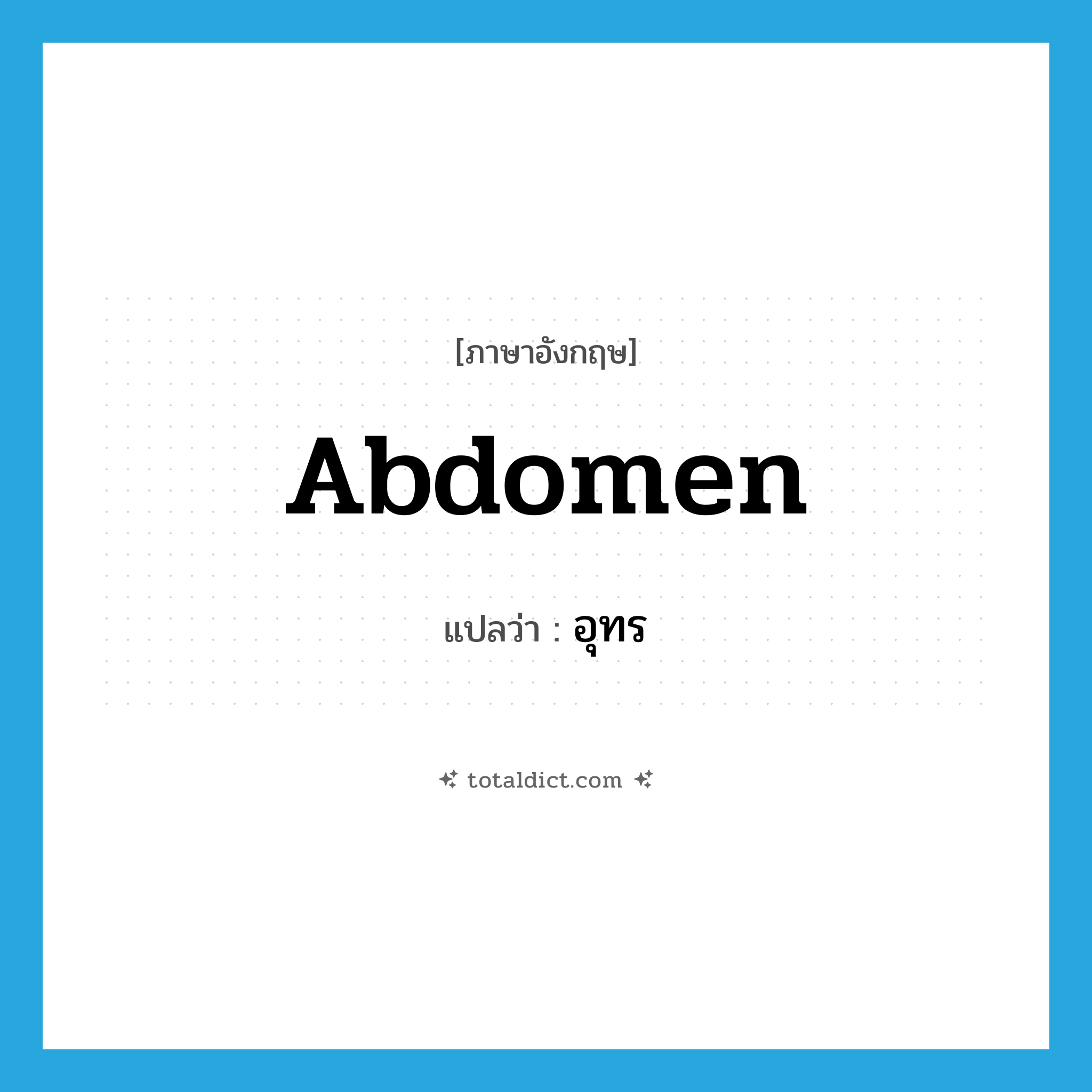 abdomen แปลว่า?, คำศัพท์ภาษาอังกฤษ abdomen แปลว่า อุทร ประเภท N หมวด N