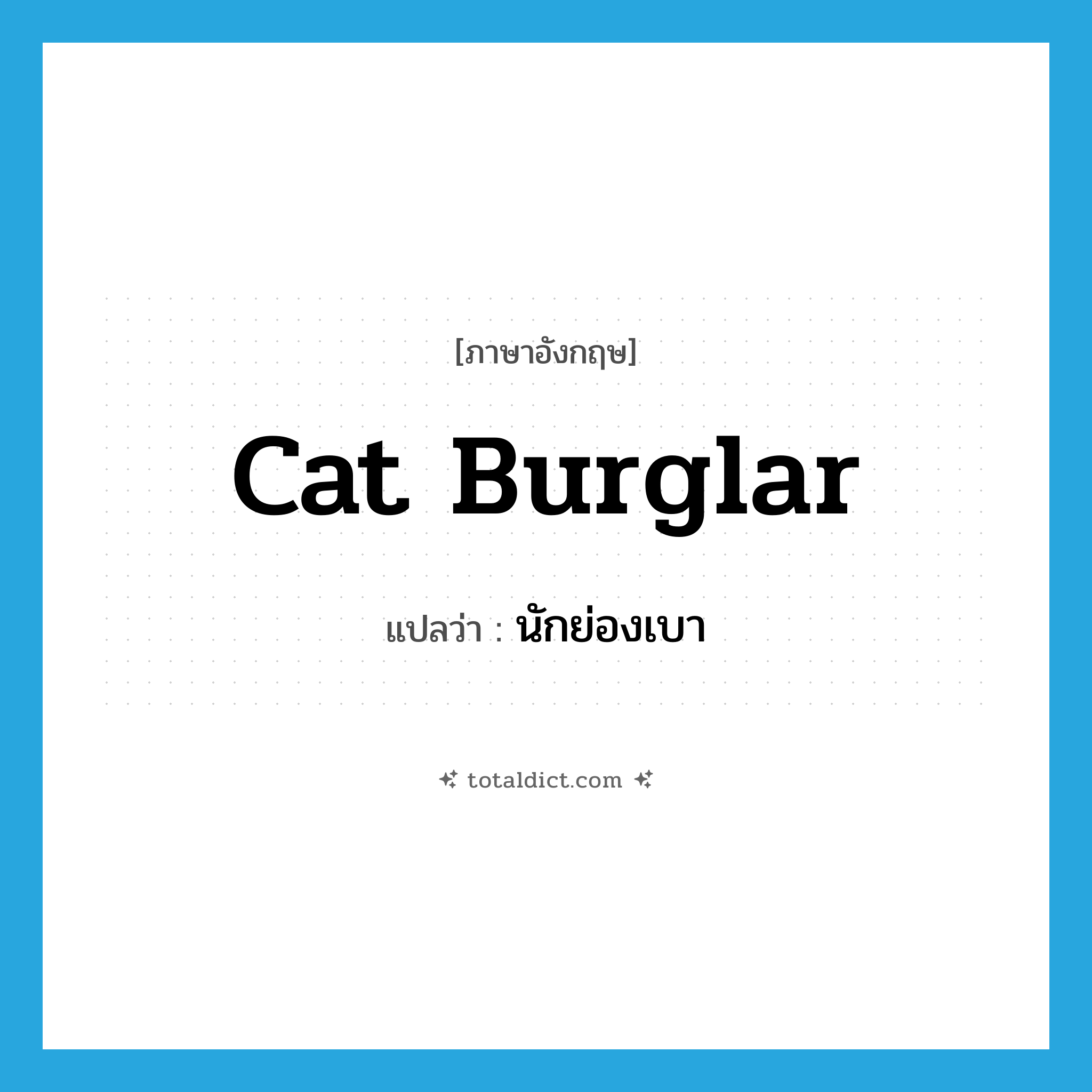 cat burglar แปลว่า?, คำศัพท์ภาษาอังกฤษ cat burglar แปลว่า นักย่องเบา ประเภท N หมวด N