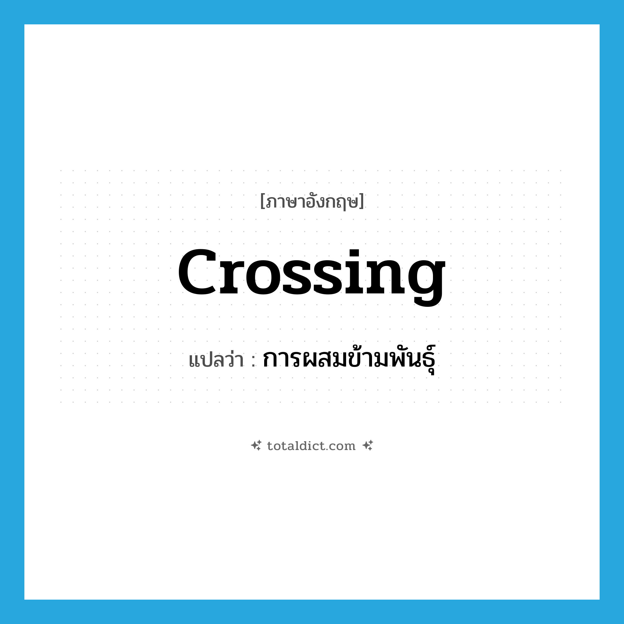 crossing แปลว่า?, คำศัพท์ภาษาอังกฤษ crossing แปลว่า การผสมข้ามพันธุ์ ประเภท N หมวด N