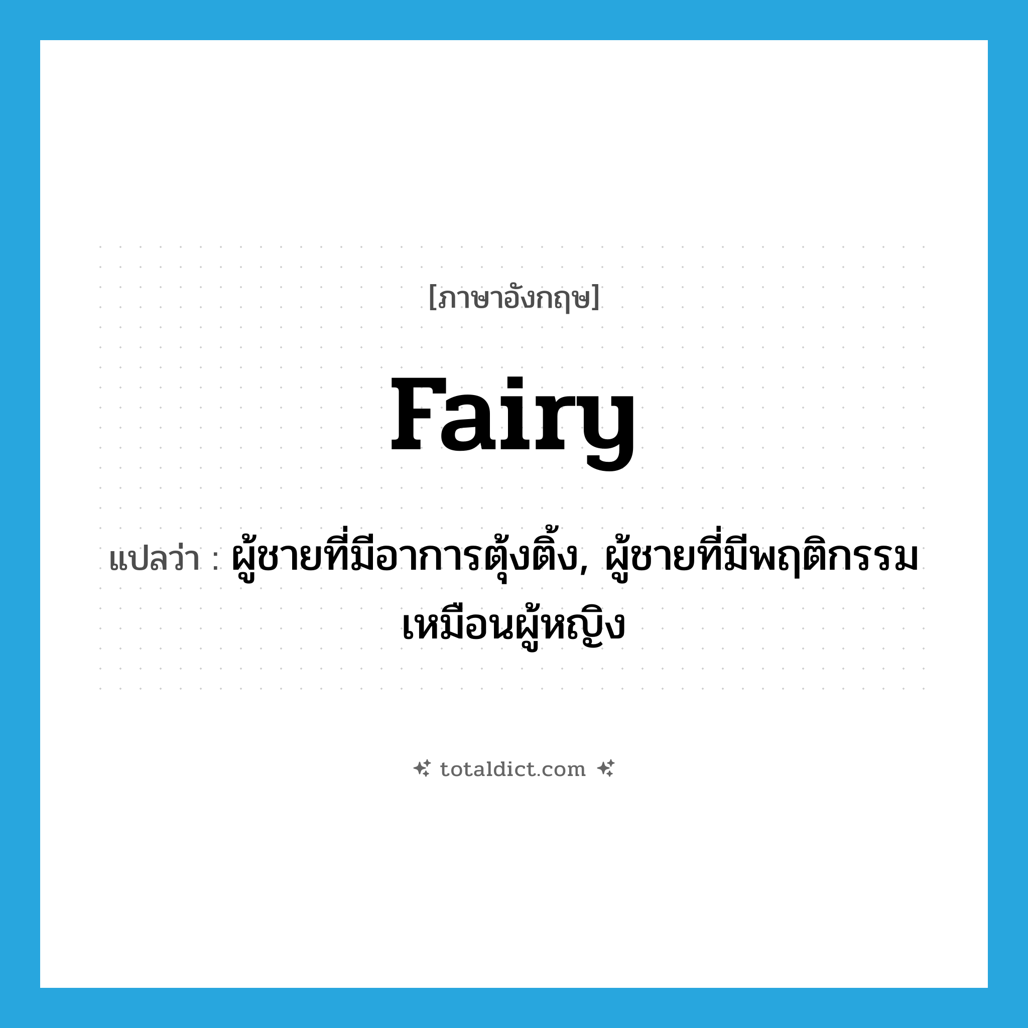 fairy แปลว่า?, คำศัพท์ภาษาอังกฤษ fairy แปลว่า ผู้ชายที่มีอาการตุ้งติ้ง, ผู้ชายที่มีพฤติกรรมเหมือนผู้หญิง ประเภท SL หมวด SL