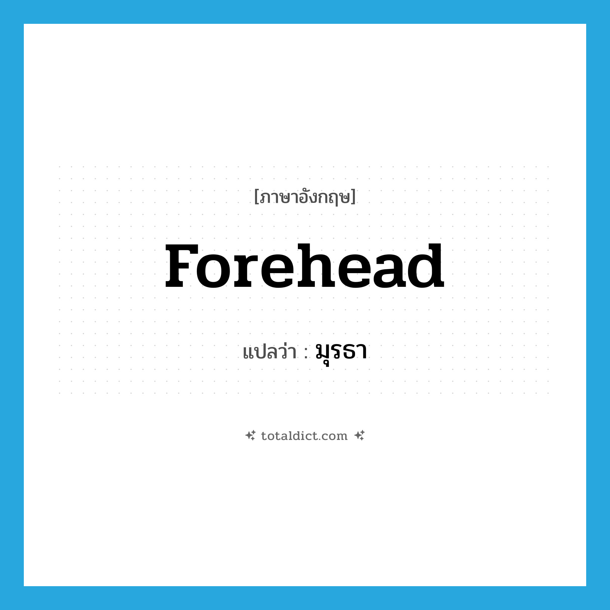 forehead แปลว่า?, คำศัพท์ภาษาอังกฤษ forehead แปลว่า มุรธา ประเภท N หมวด N