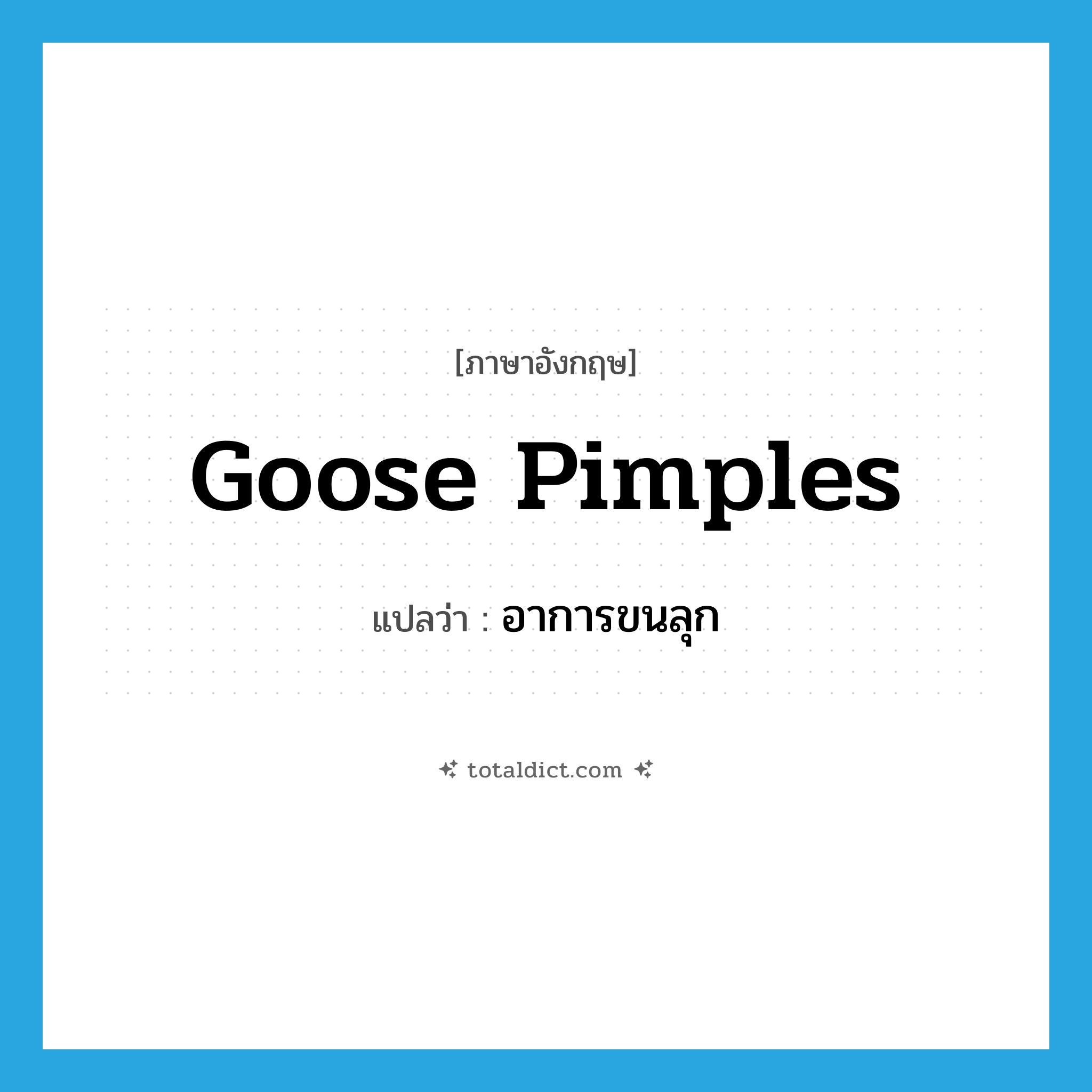 goose-pimples แปลว่า?, คำศัพท์ภาษาอังกฤษ goose pimples แปลว่า อาการขนลุก ประเภท N หมวด N