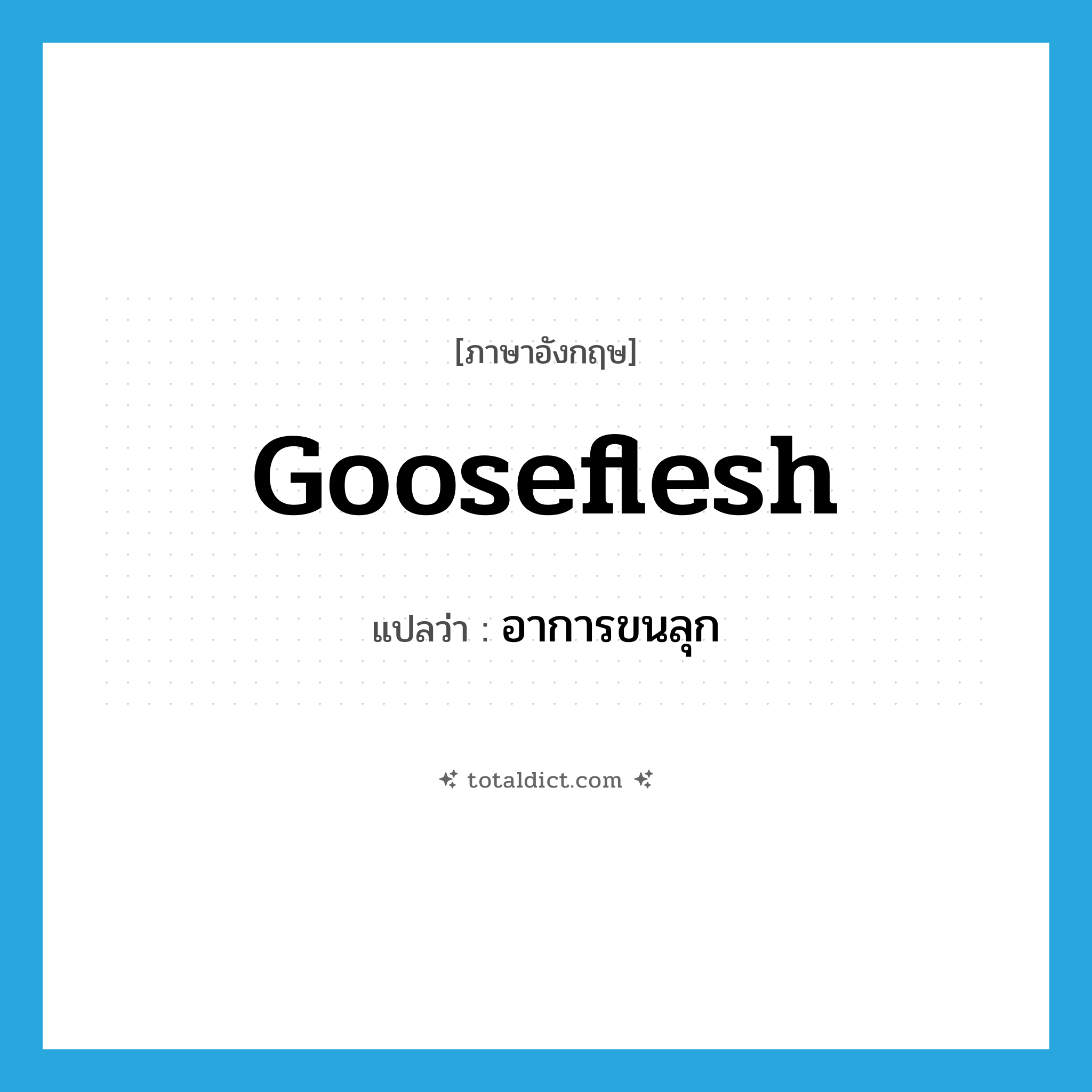 gooseflesh แปลว่า?, คำศัพท์ภาษาอังกฤษ gooseflesh แปลว่า อาการขนลุก ประเภท N หมวด N