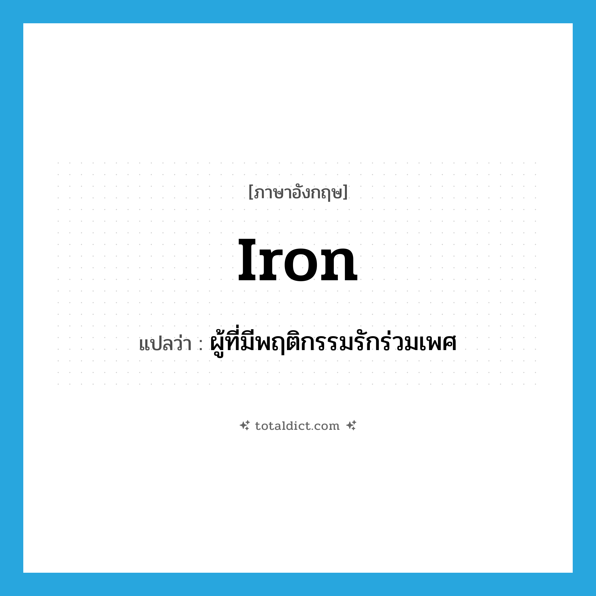 iron แปลว่า?, คำศัพท์ภาษาอังกฤษ iron แปลว่า ผู้ที่มีพฤติกรรมรักร่วมเพศ ประเภท SL หมวด SL