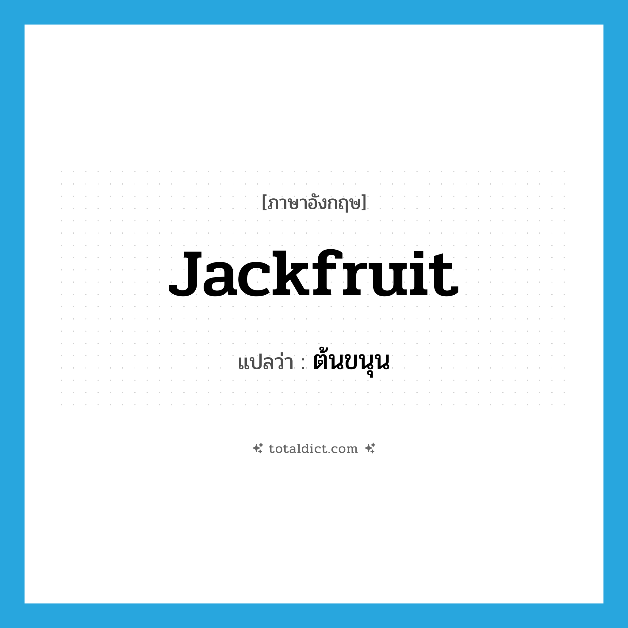 jackfruit แปลว่า?, คำศัพท์ภาษาอังกฤษ jackfruit แปลว่า ต้นขนุน ประเภท N หมวด N