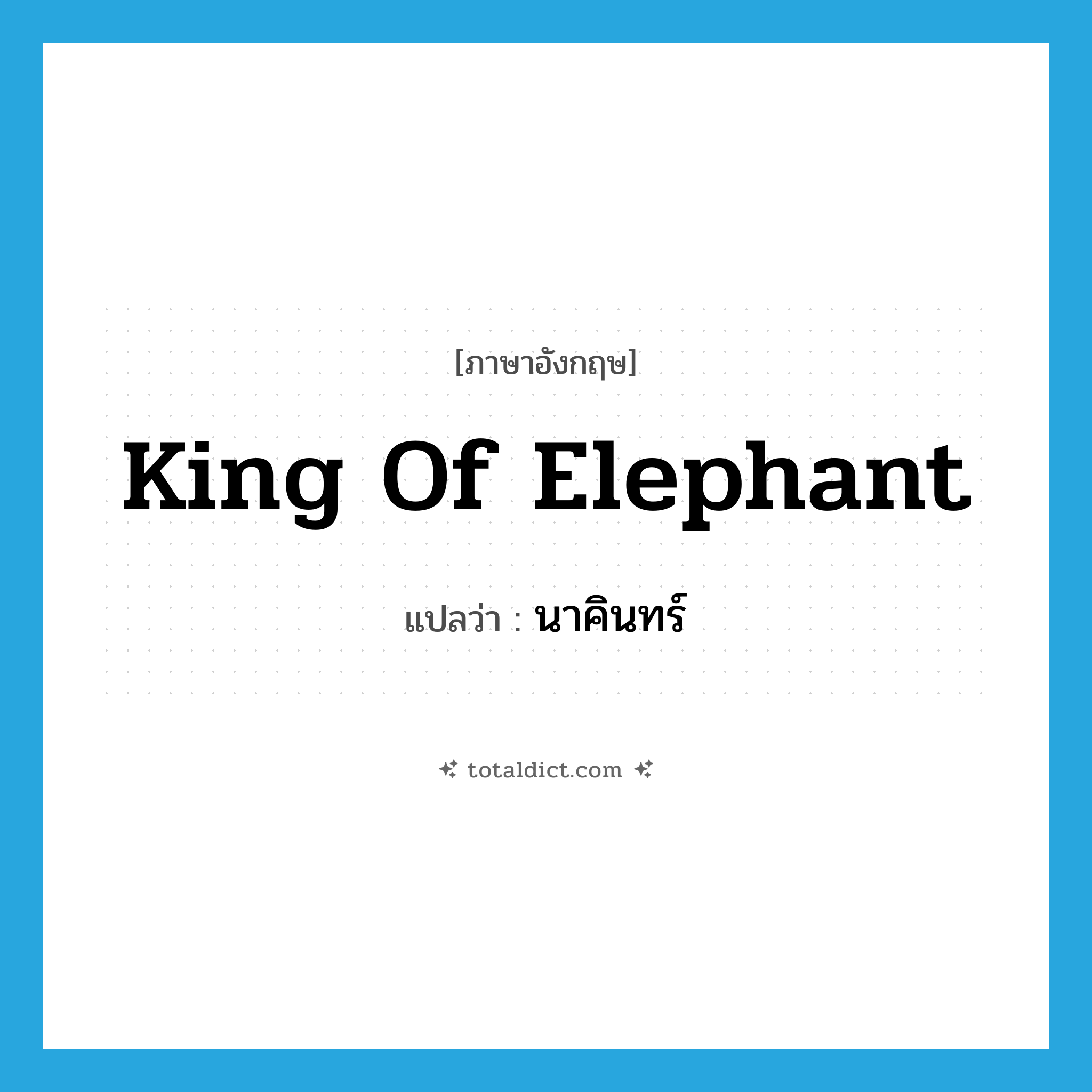 king of elephant แปลว่า?, คำศัพท์ภาษาอังกฤษ king of elephant แปลว่า นาคินทร์ ประเภท N หมวด N