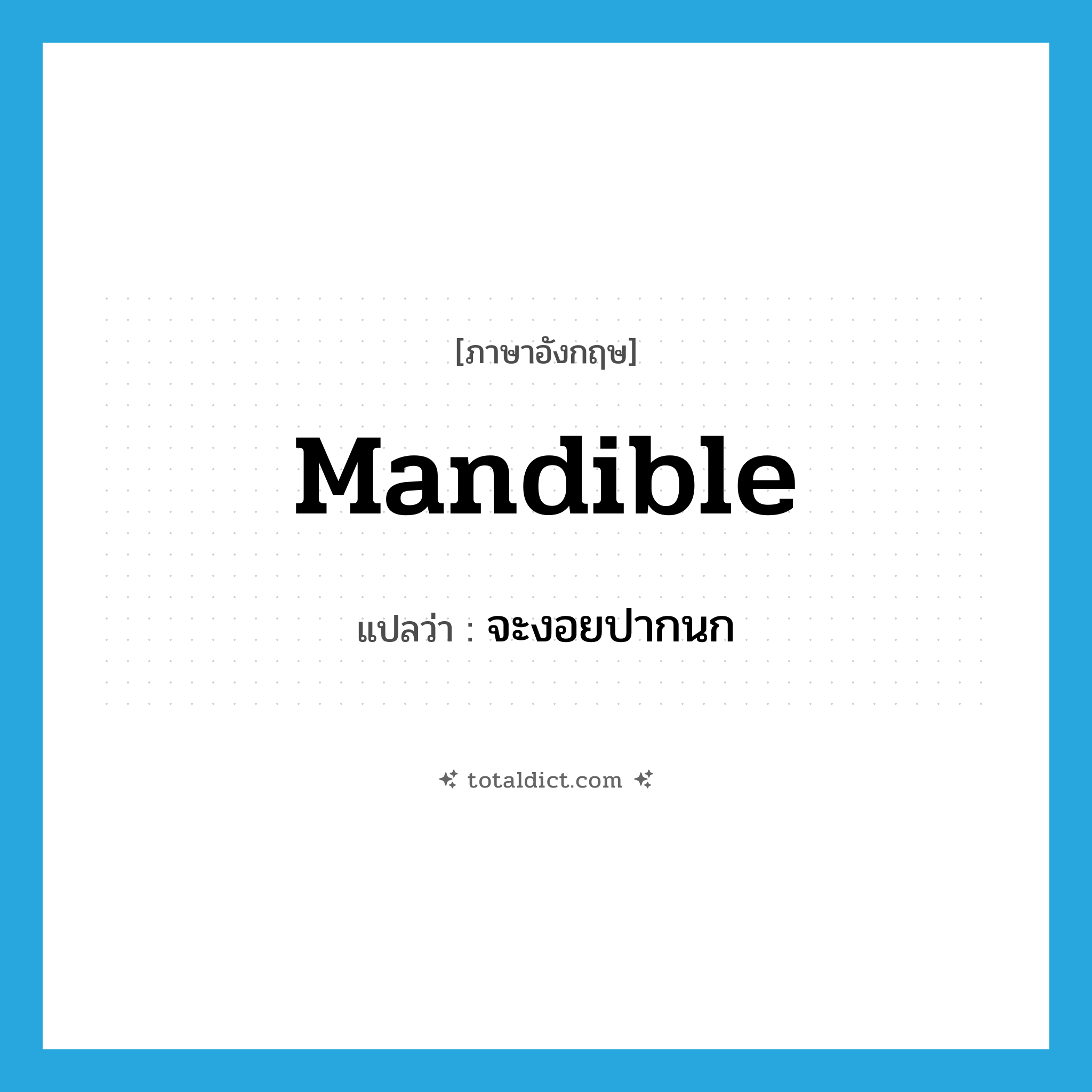 mandible แปลว่า?, คำศัพท์ภาษาอังกฤษ mandible แปลว่า จะงอยปากนก ประเภท N หมวด N