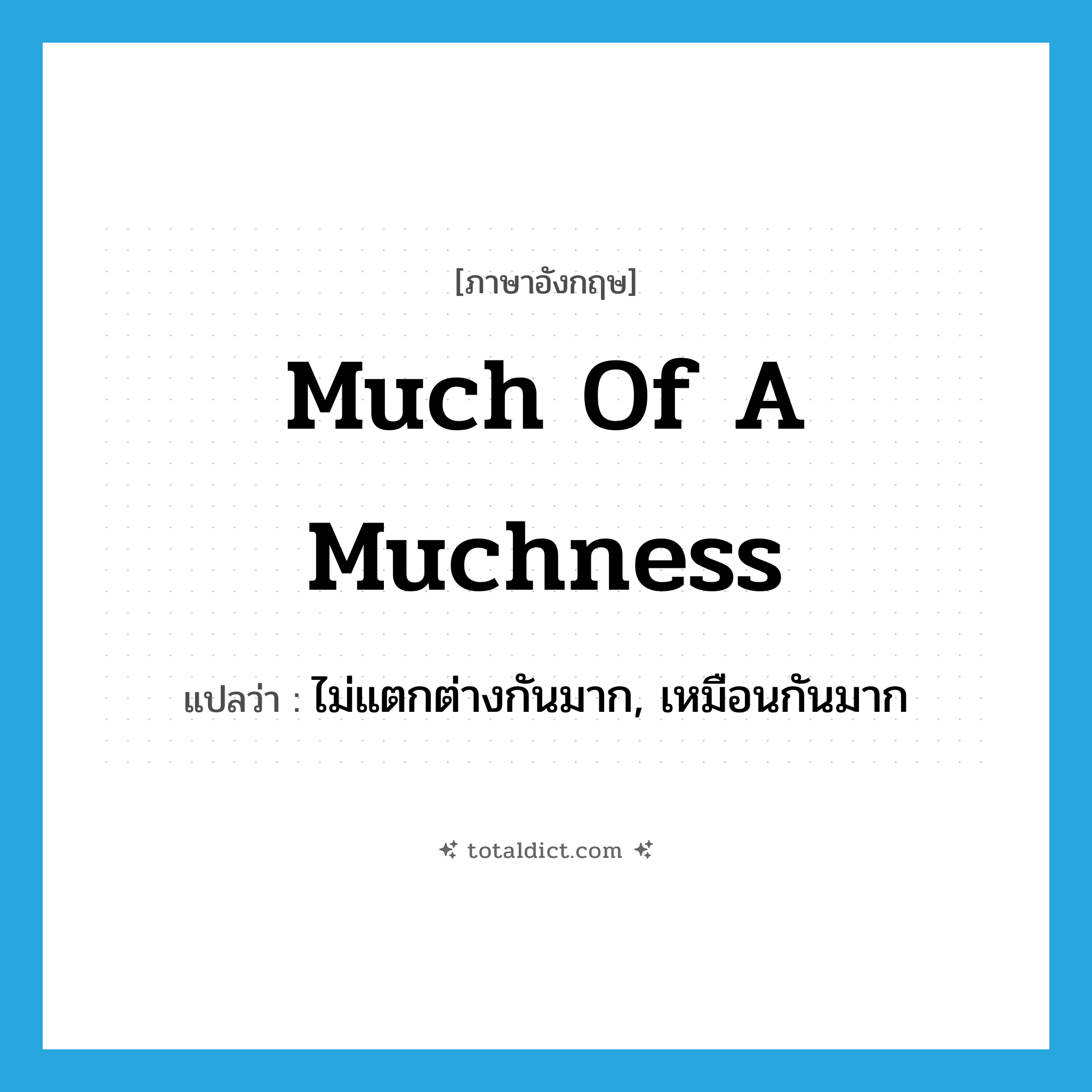 much of a muchness แปลว่า?, คำศัพท์ภาษาอังกฤษ much of a muchness แปลว่า ไม่แตกต่างกันมาก, เหมือนกันมาก ประเภท IDM หมวด IDM