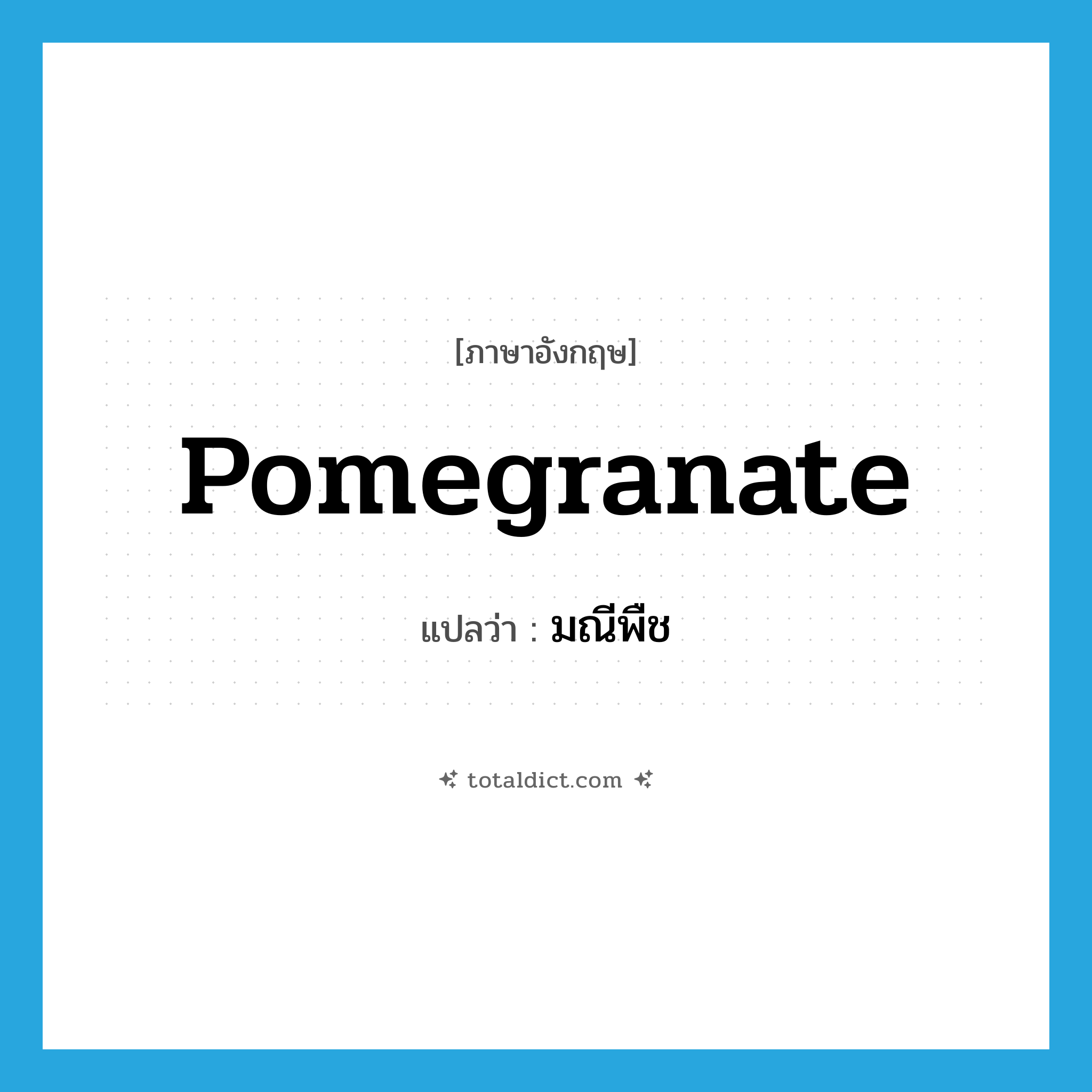 pomegranate แปลว่า?, คำศัพท์ภาษาอังกฤษ pomegranate แปลว่า มณีพืช ประเภท N หมวด N