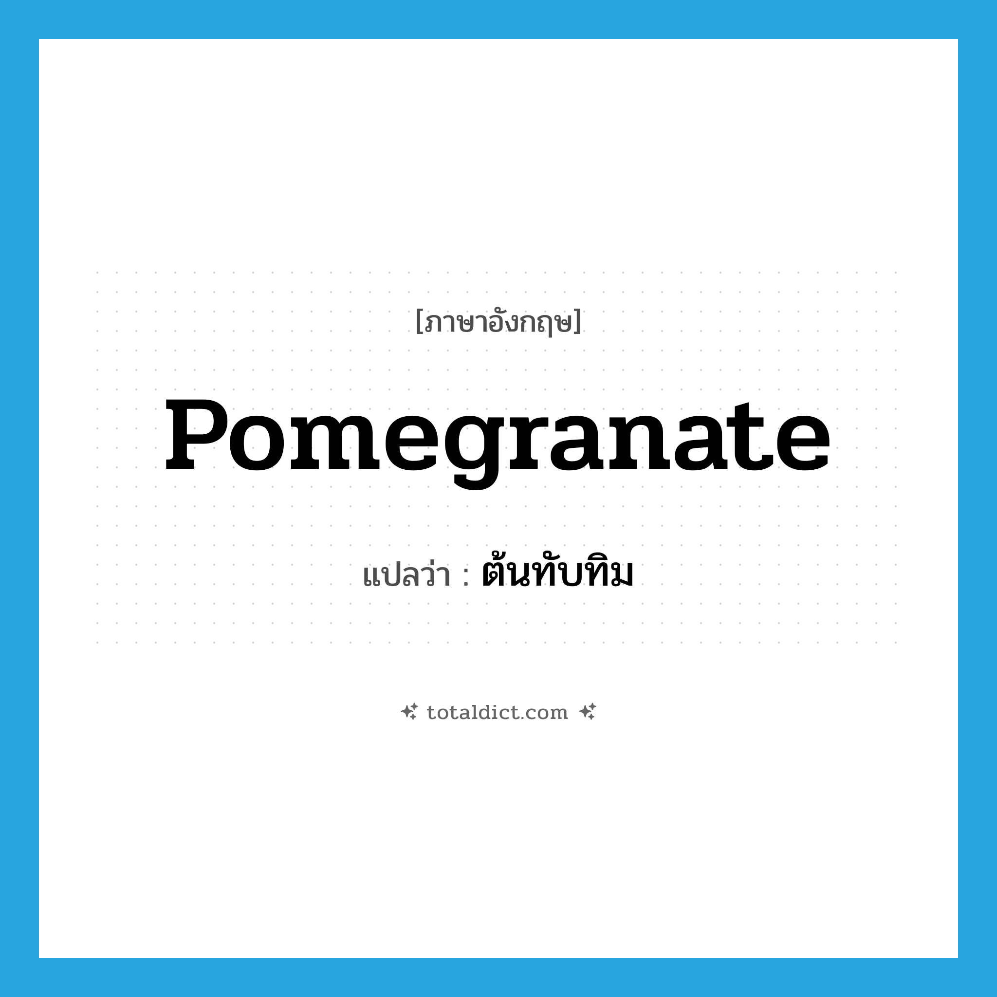 pomegranate แปลว่า?, คำศัพท์ภาษาอังกฤษ pomegranate แปลว่า ต้นทับทิม ประเภท N หมวด N