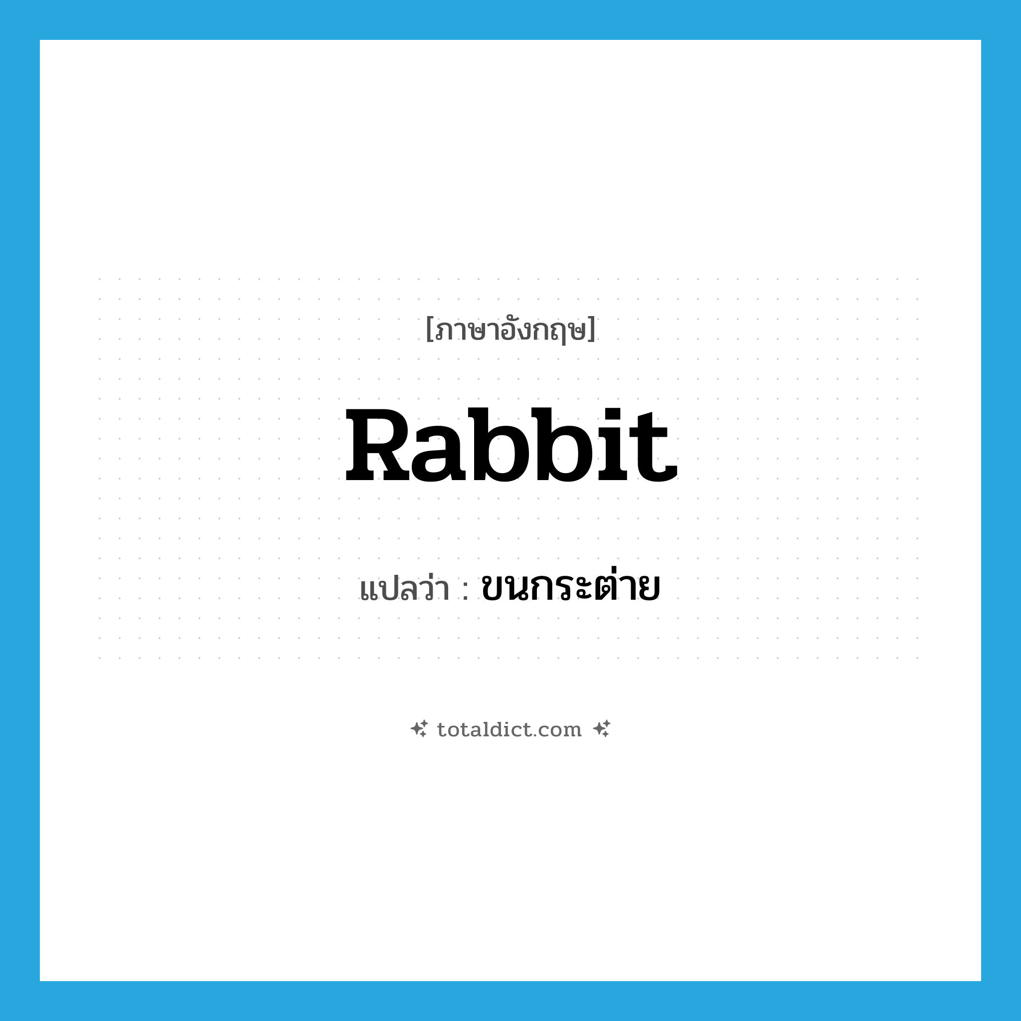 rabbit แปลว่า?, คำศัพท์ภาษาอังกฤษ rabbit แปลว่า ขนกระต่าย ประเภท N หมวด N