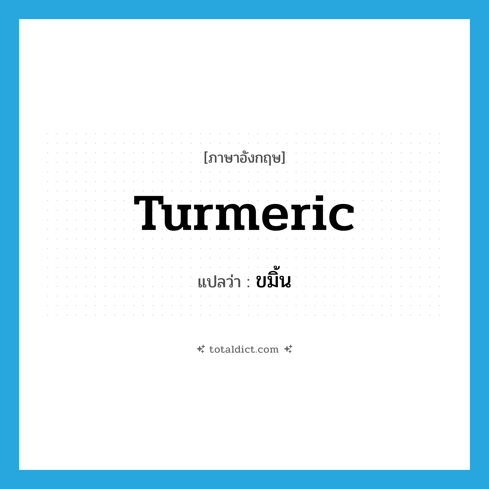 turmeric แปลว่า?, คำศัพท์ภาษาอังกฤษ turmeric แปลว่า ขมิ้น ประเภท N หมวด N